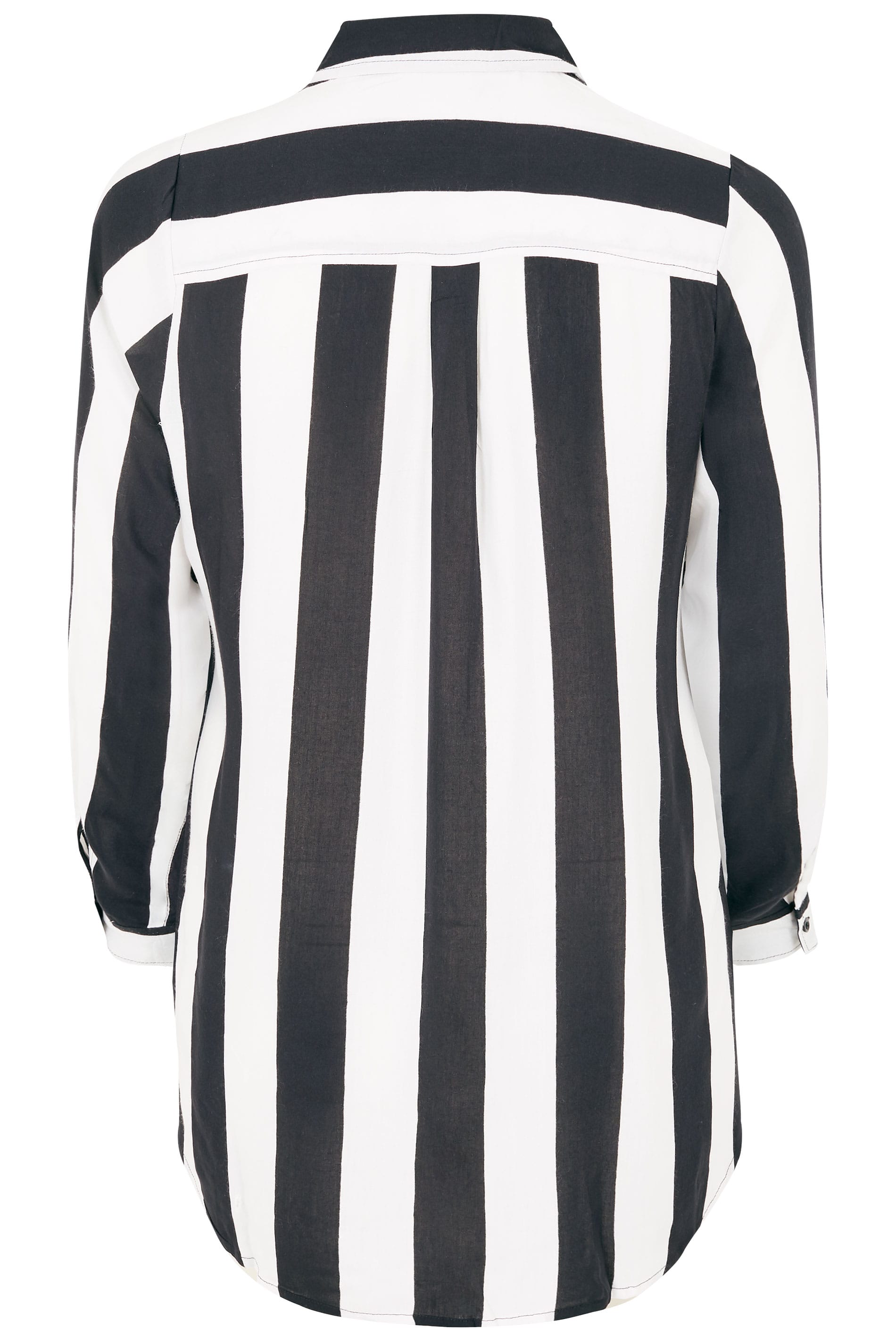Black & White Striped Pocket Shirt, plus size 16 to 36
