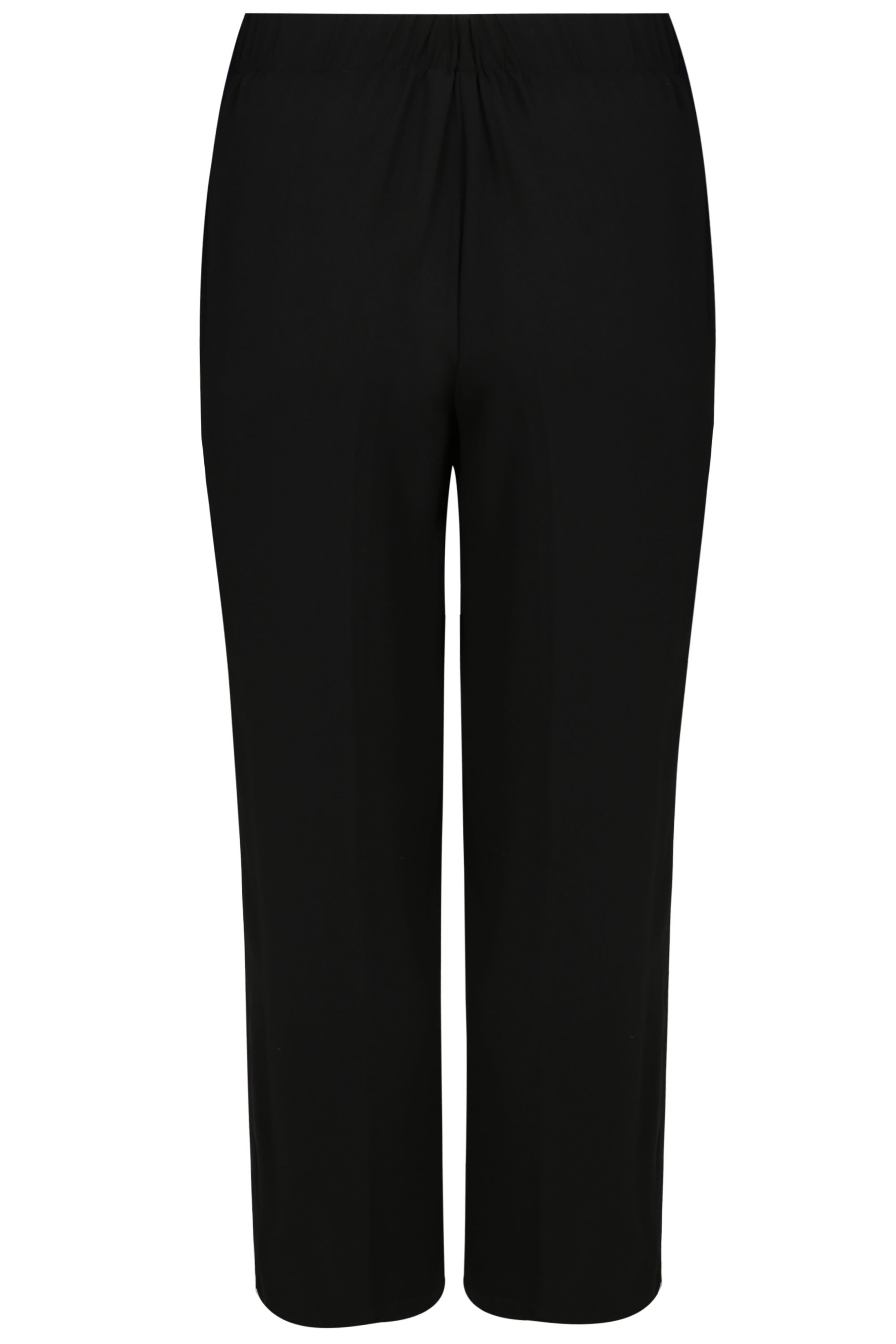 Black Wide Leg Trousers With Ribbon Waist plus Size 16 to 32