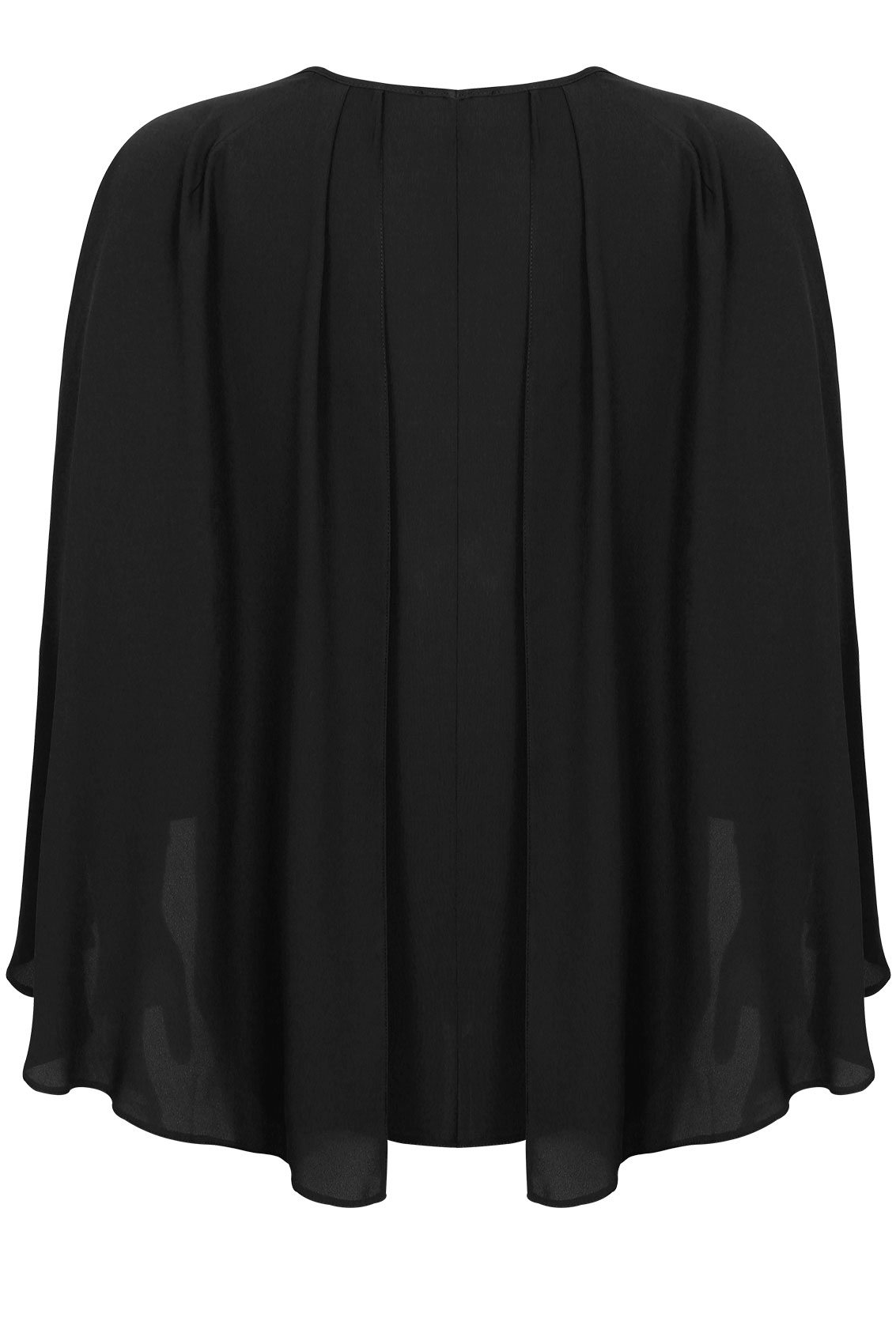 black-woven-sleeveless-top-with-v-neck-cape-detail-plus-size-16-to-32