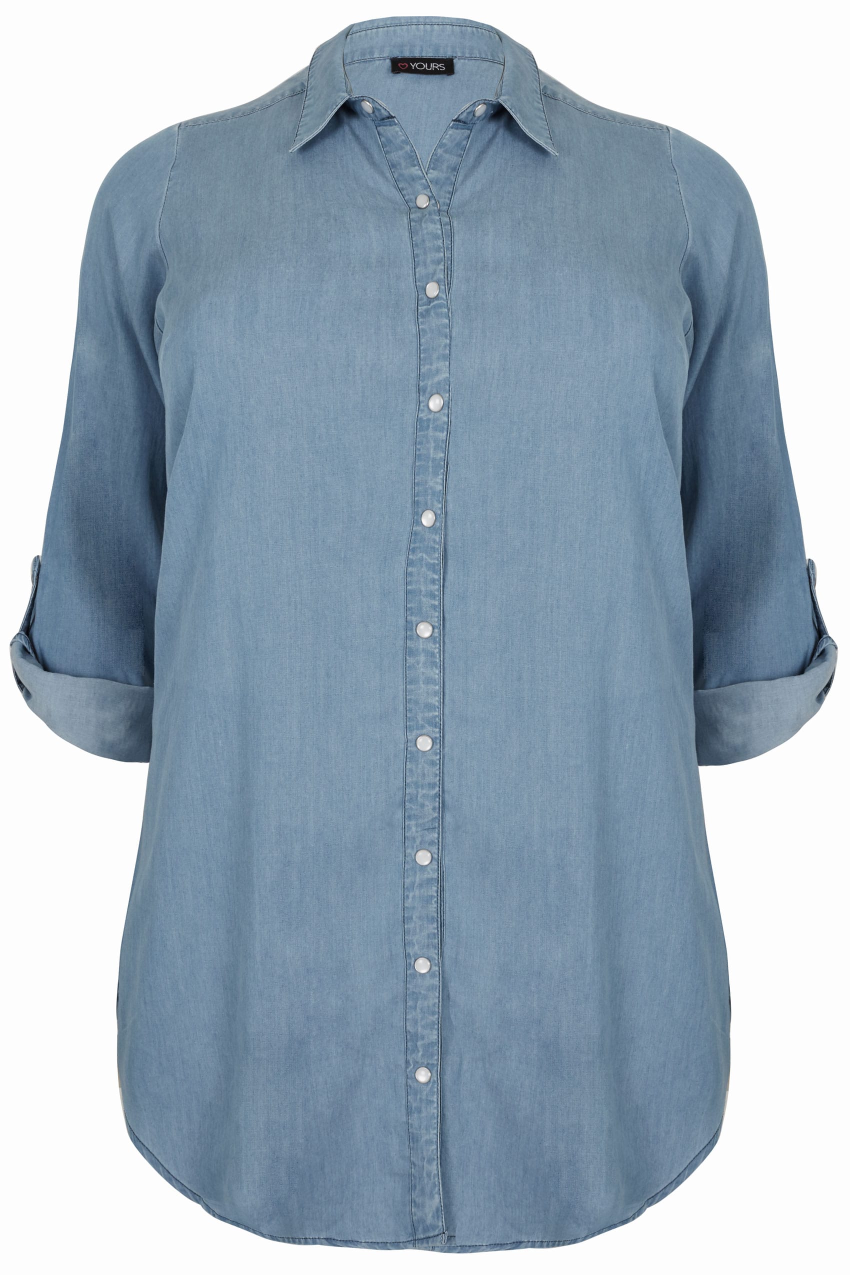 Blue Chambray Denim Shirt, Plus size 16 to 36