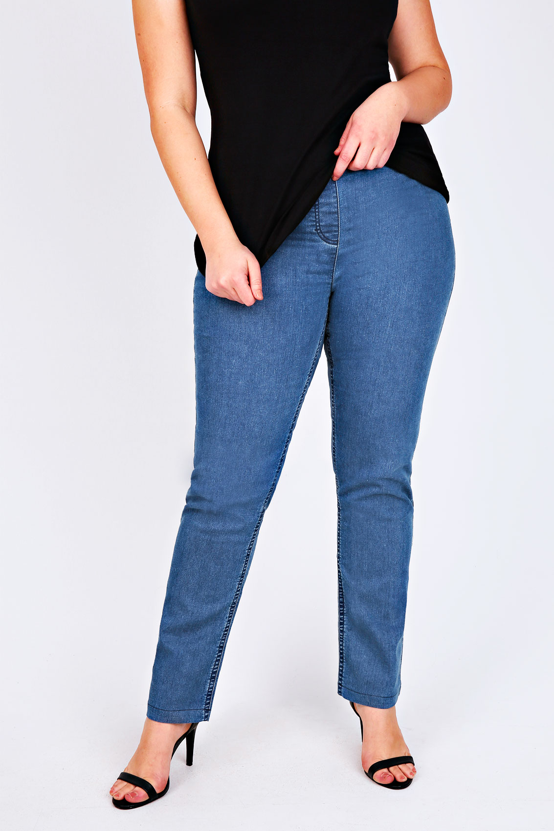 Blue Denim Jeggings With Fully Elasticated Waist plus size 16,18,20,22,24