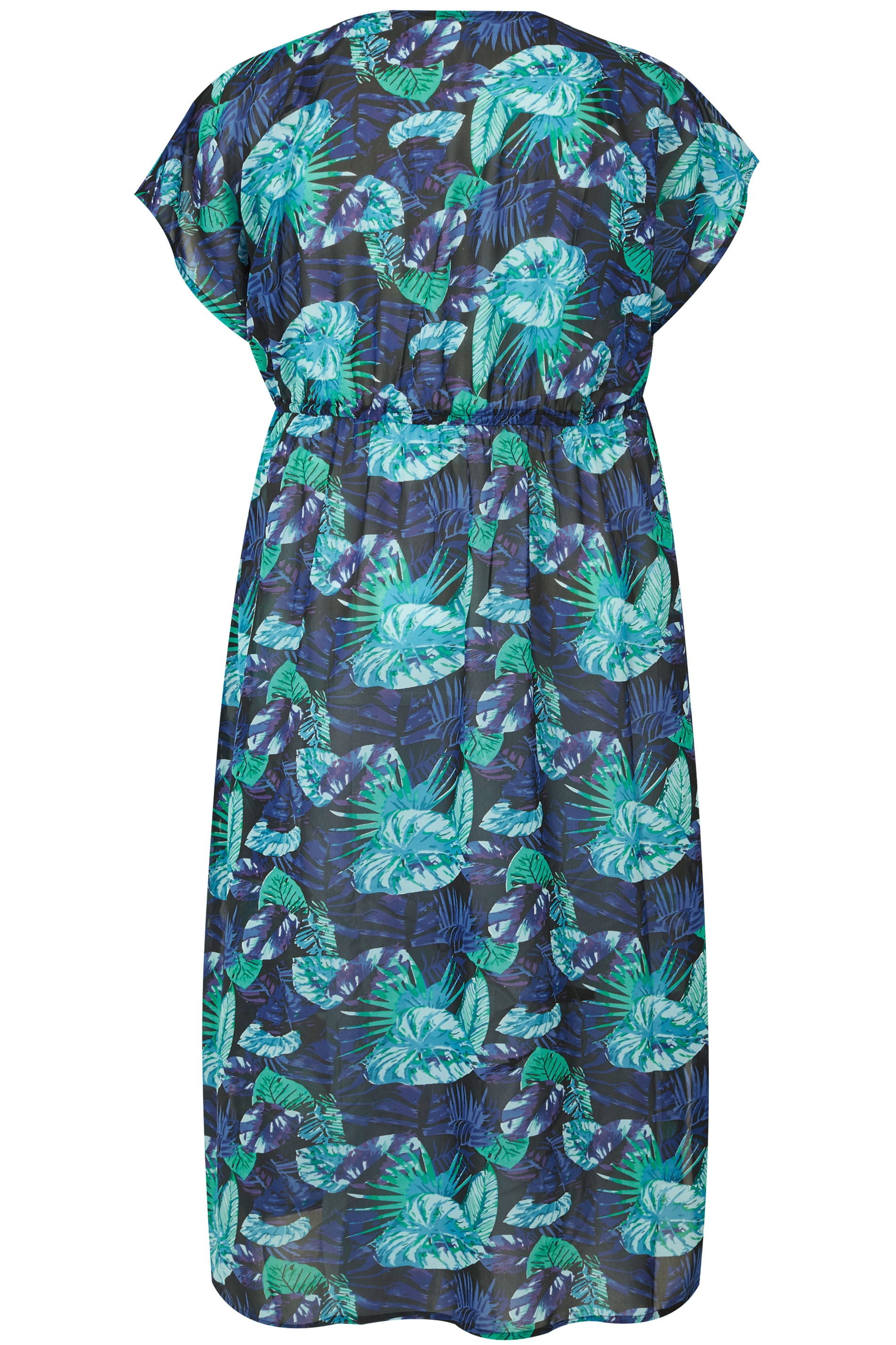 Blue Jungle Leaf Maxi Cover-Up, plus size 16 to 36