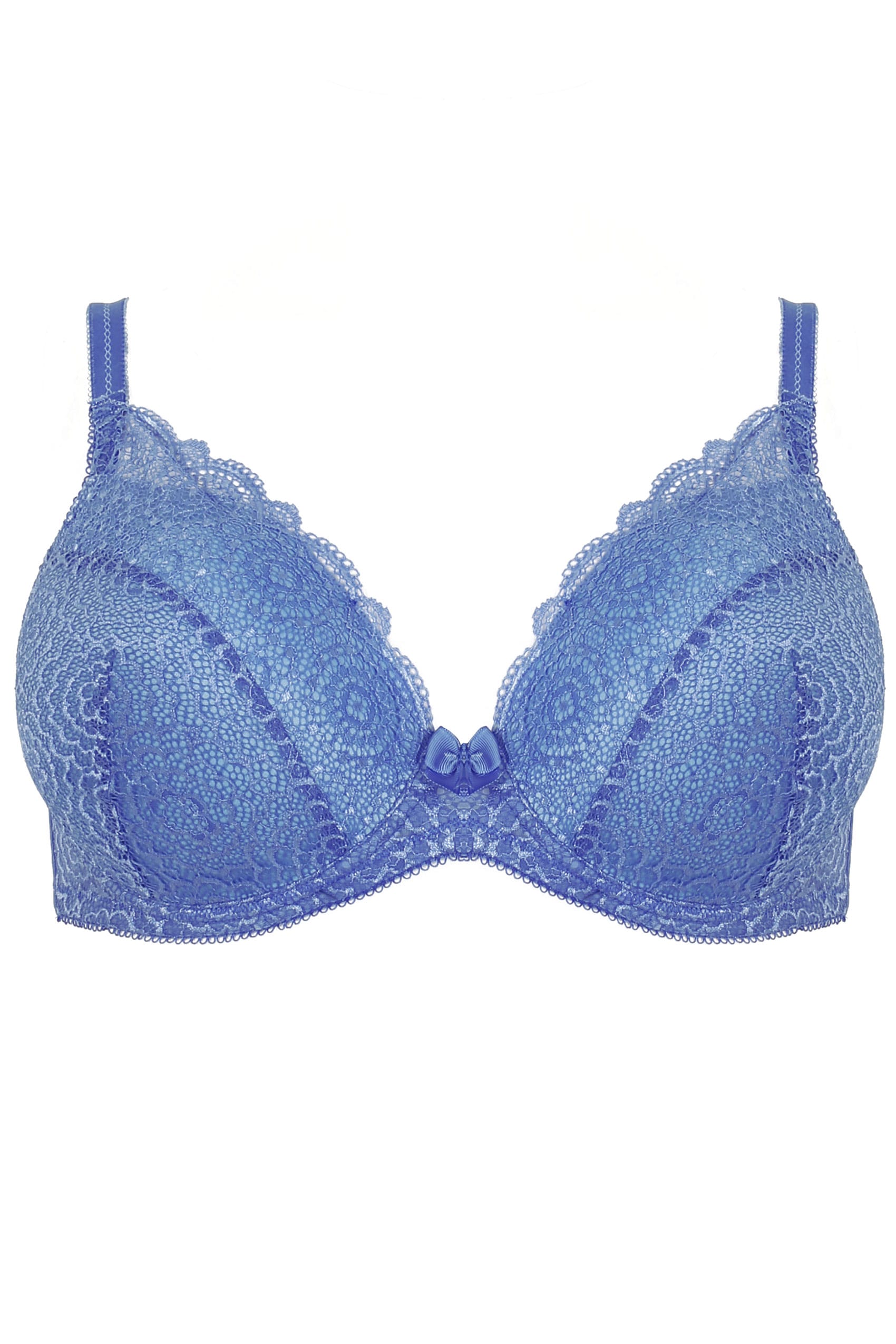 Blue Lace Overlay Underwired Padded Bra