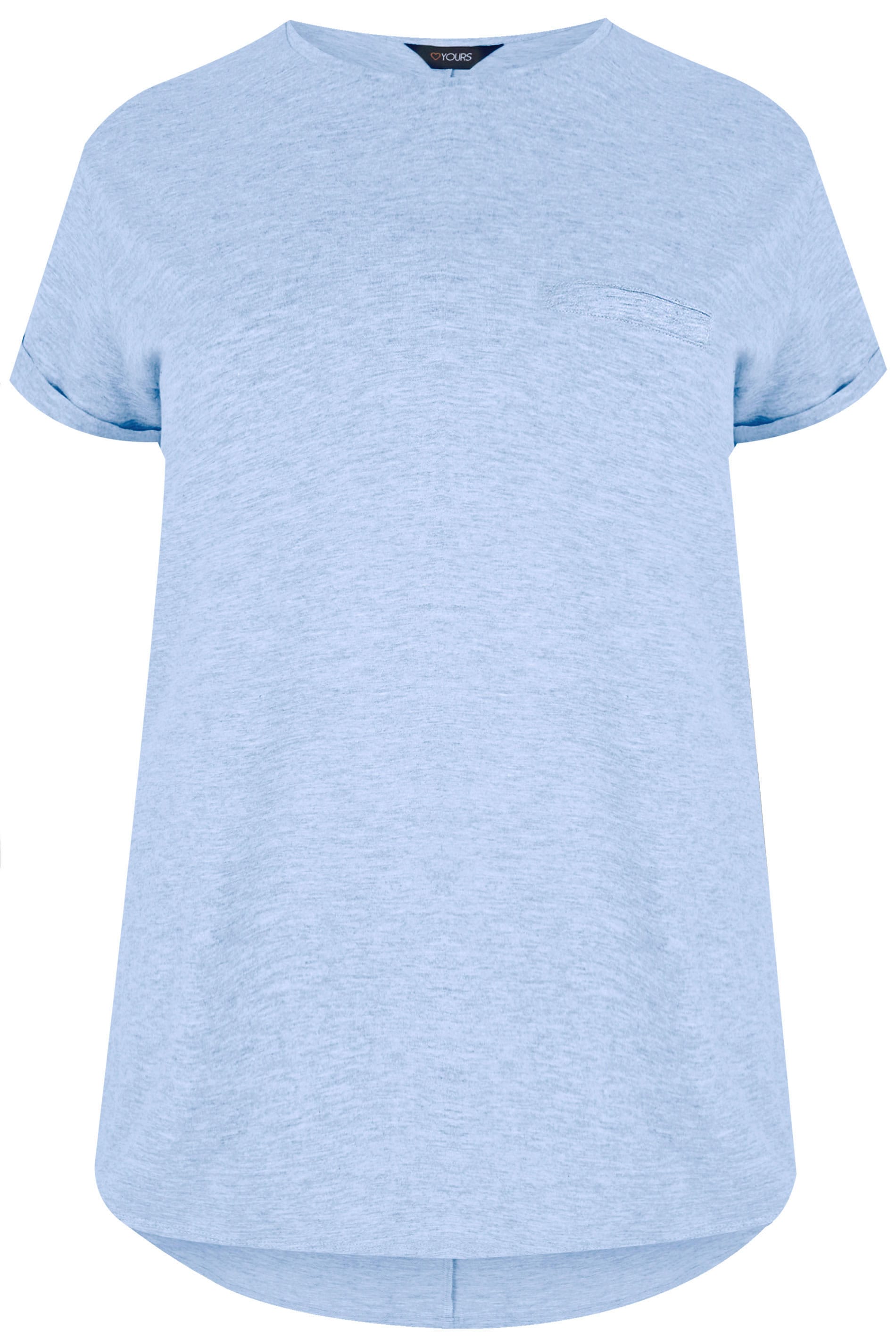 Download Plus Size Blue Marl Mock Pocket T-Shirt | Sizes 16 to 40 ...