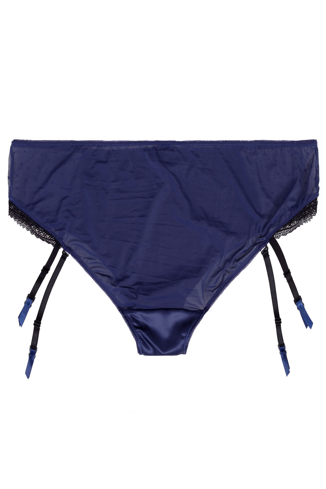 Blue Satin Suspender Brief With Lace Trim Plus Size 14 To 36