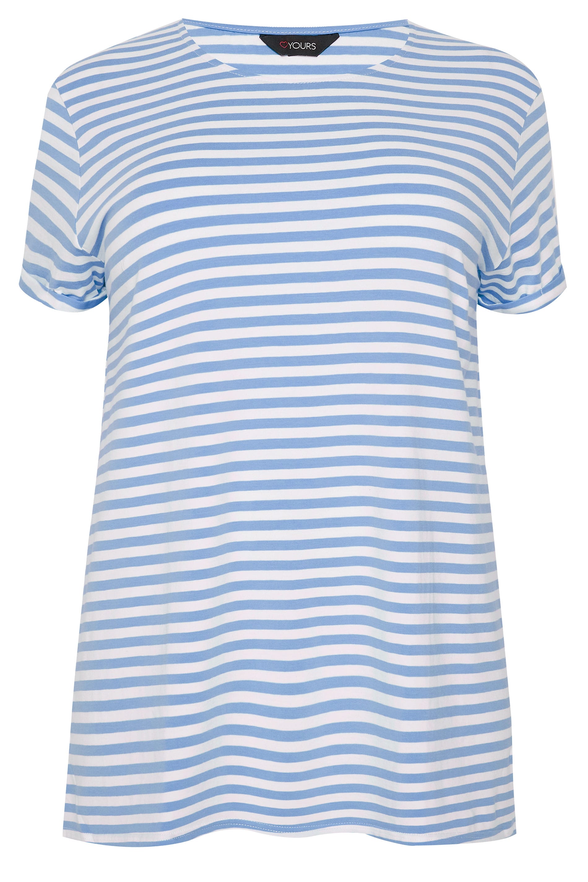 Blue & White Striped T-Shirt | Sizes 16 to 36 | Yours Clothing