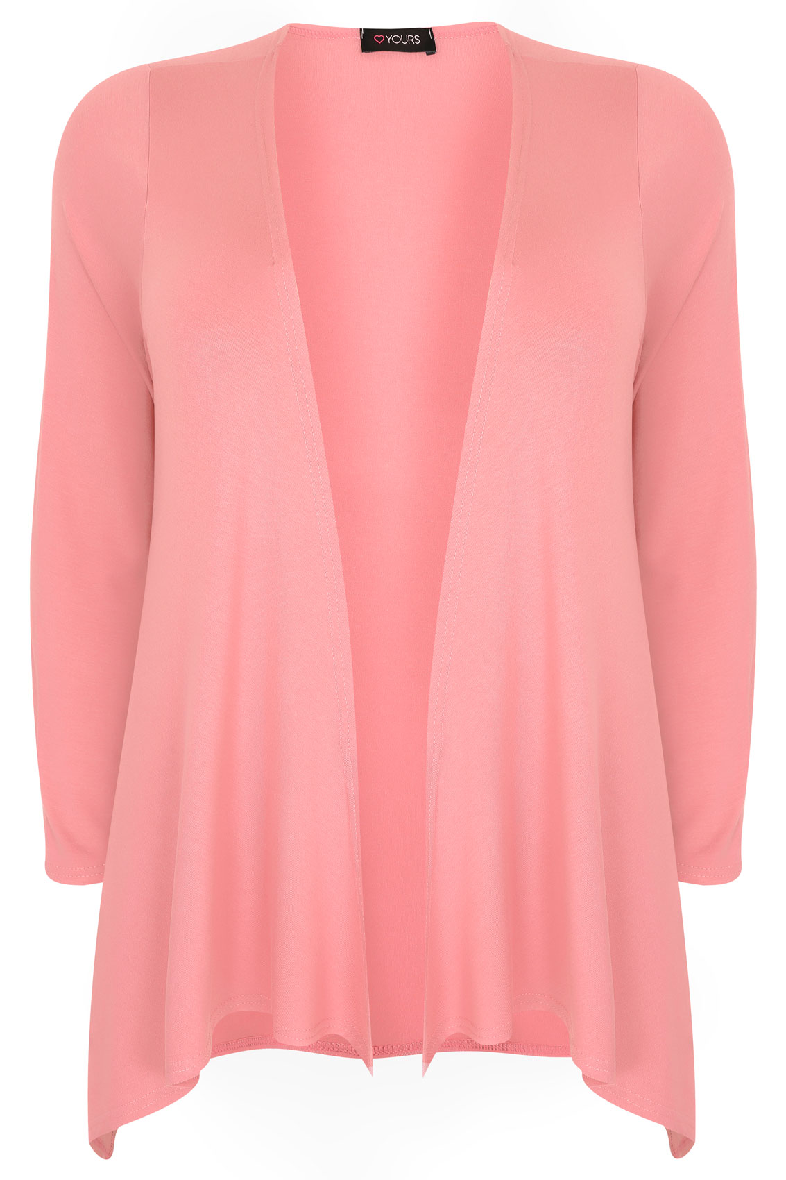 Blush Pink Edge To Edge Waterfall Jersey Cardigan, Plus size 16 to 36