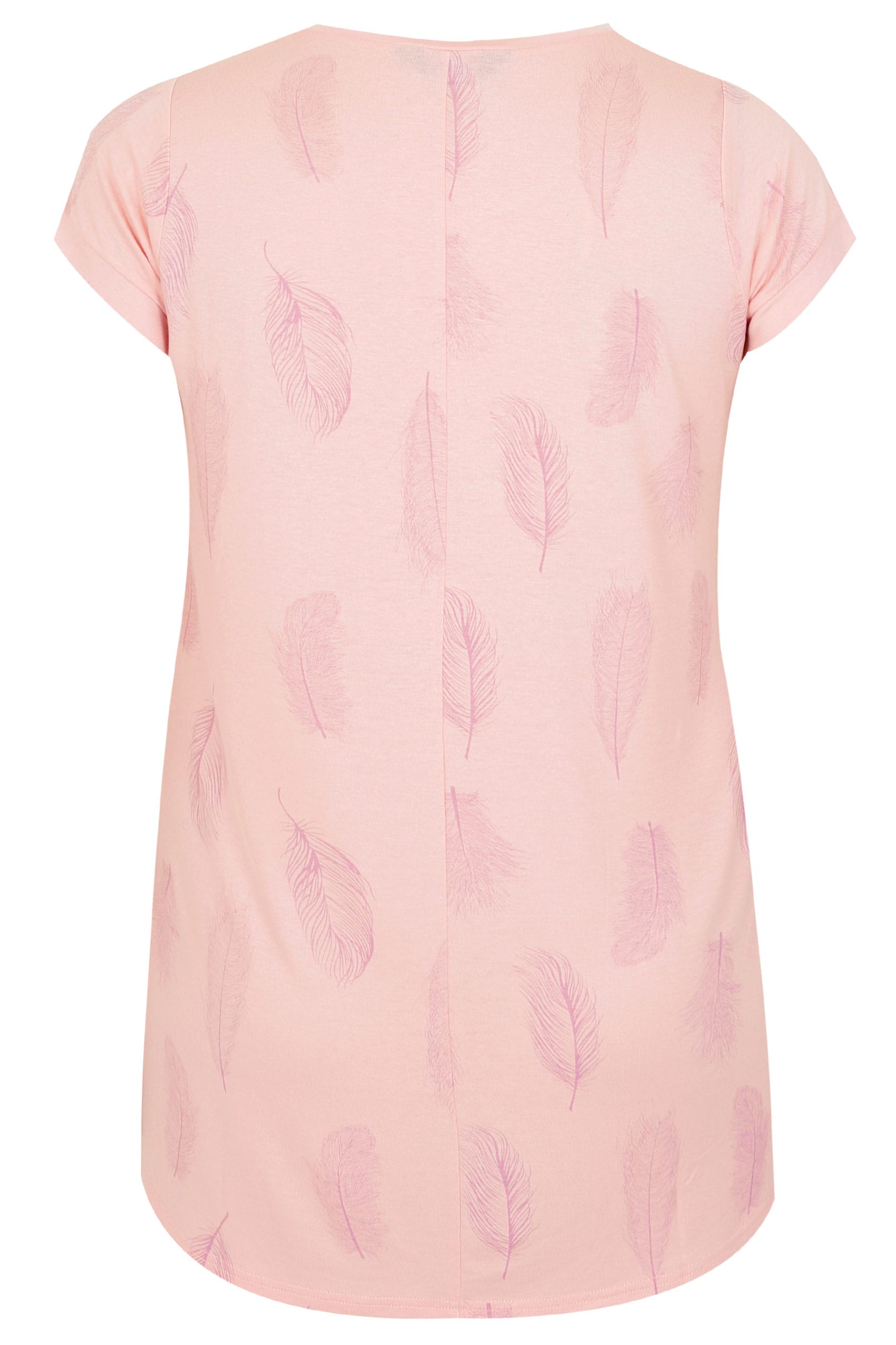 Blush Pink Foil Feather Print T Shirt Plus Size 16 To 36 