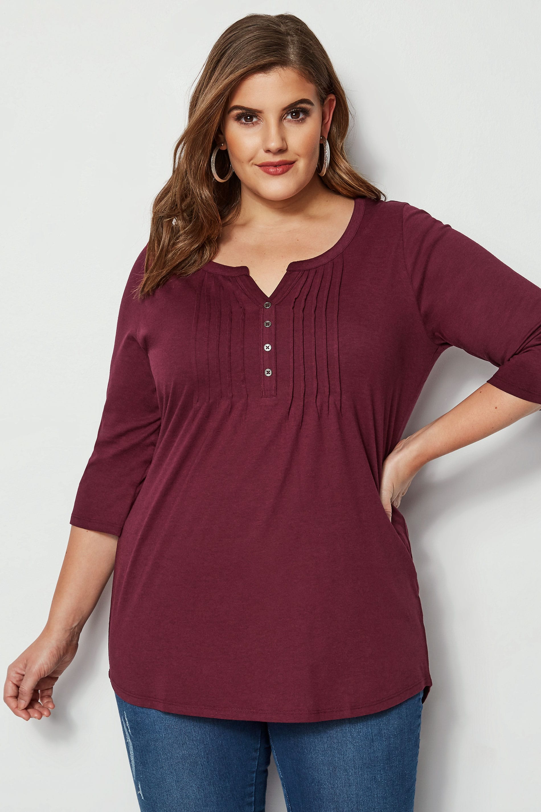 cheap plus size panel t shirt with buttons