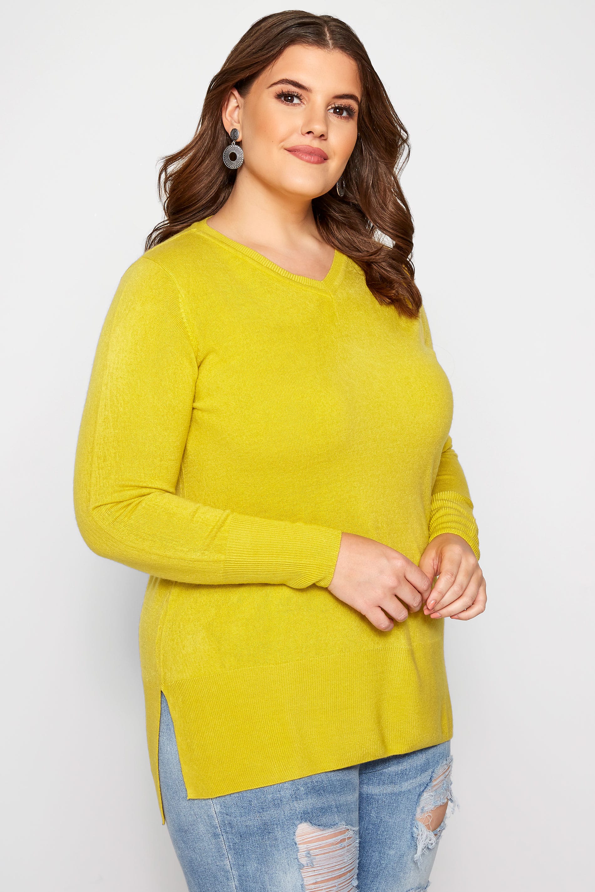 Yellow Fine Knit Cashmilon Jumper | Sizes 16 to 36 | Yours Clothing