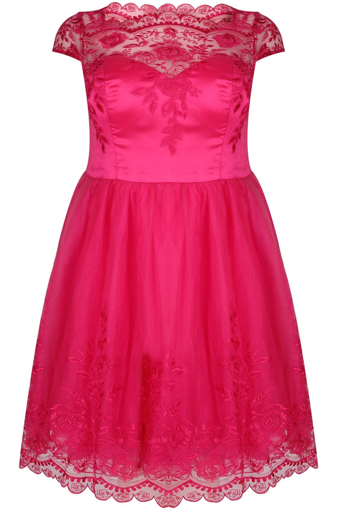 CHI CHI LONDON Hot Pink Sweetheart Embroidered Party Dress Plus size 16 ...