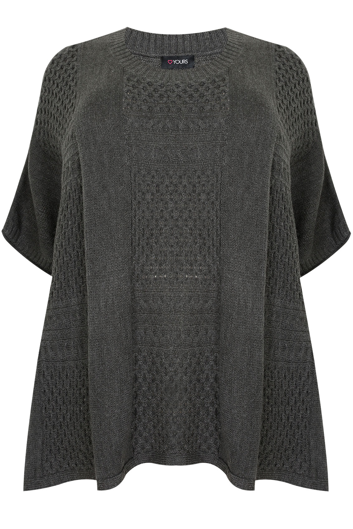 Charcoal Grey Tabard With Patchwork Stitch , Plus Size 16 to 32