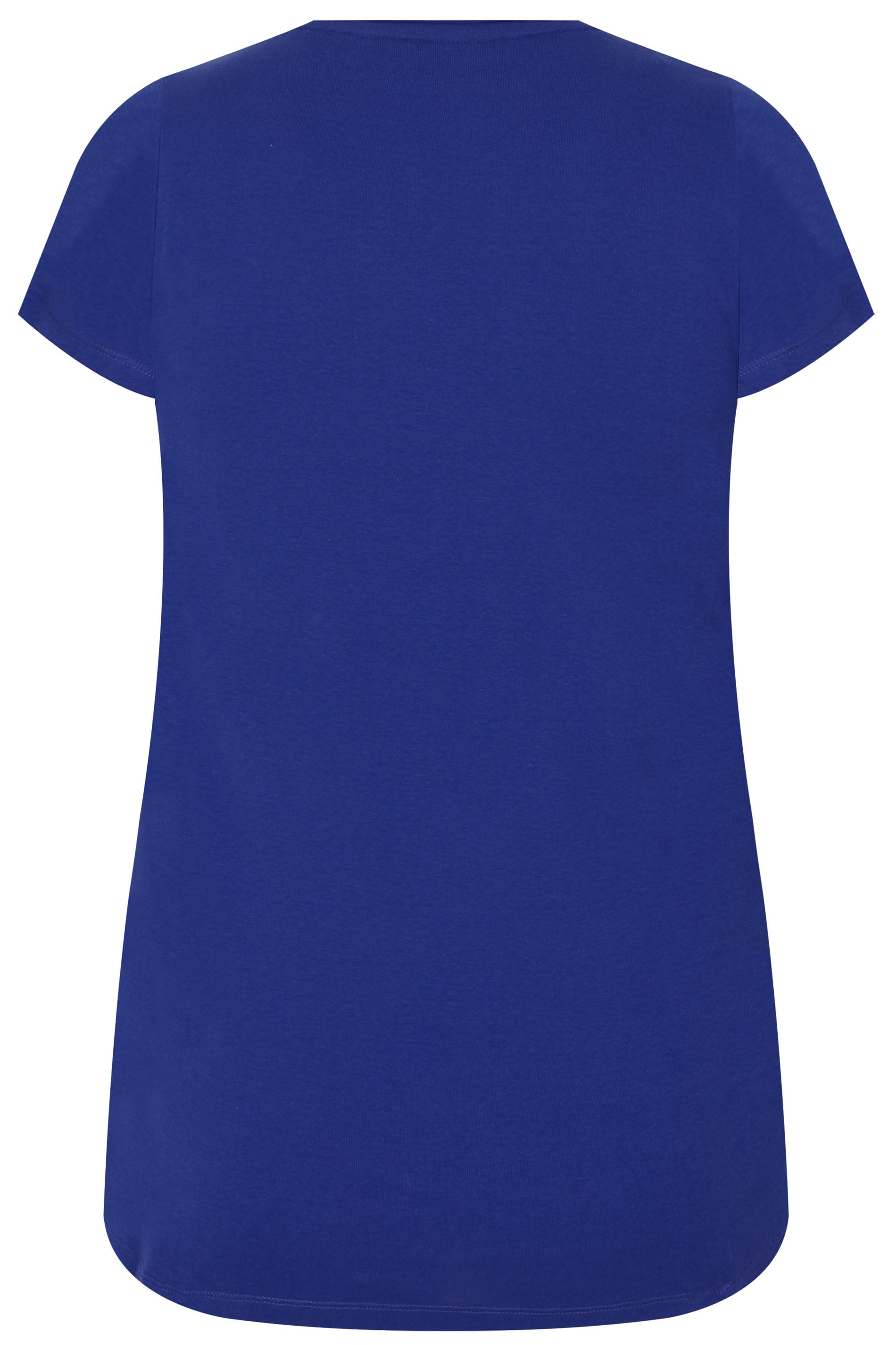 Cobalt Blue Basic V-Neck T-Shirt, plus size 16 to 36