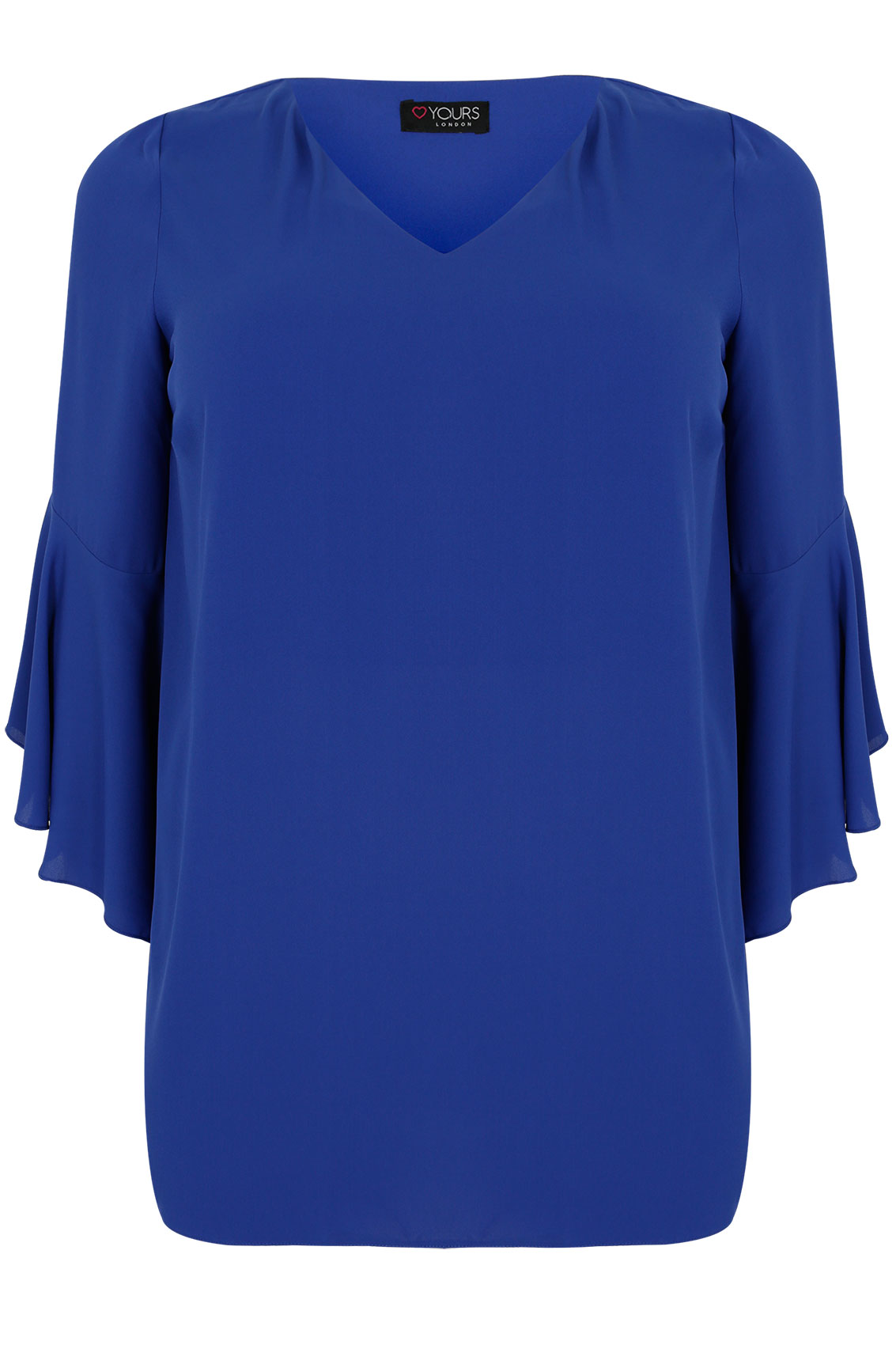 Cobalt Blue Blouse With Bell Sleeves Plus Size 16 to 32