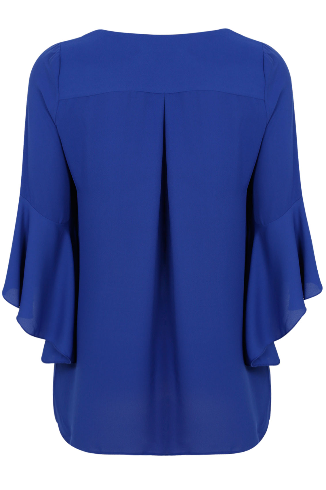 Cobalt Blue Blouse With Bell Sleeves Plus Size 16 to 32