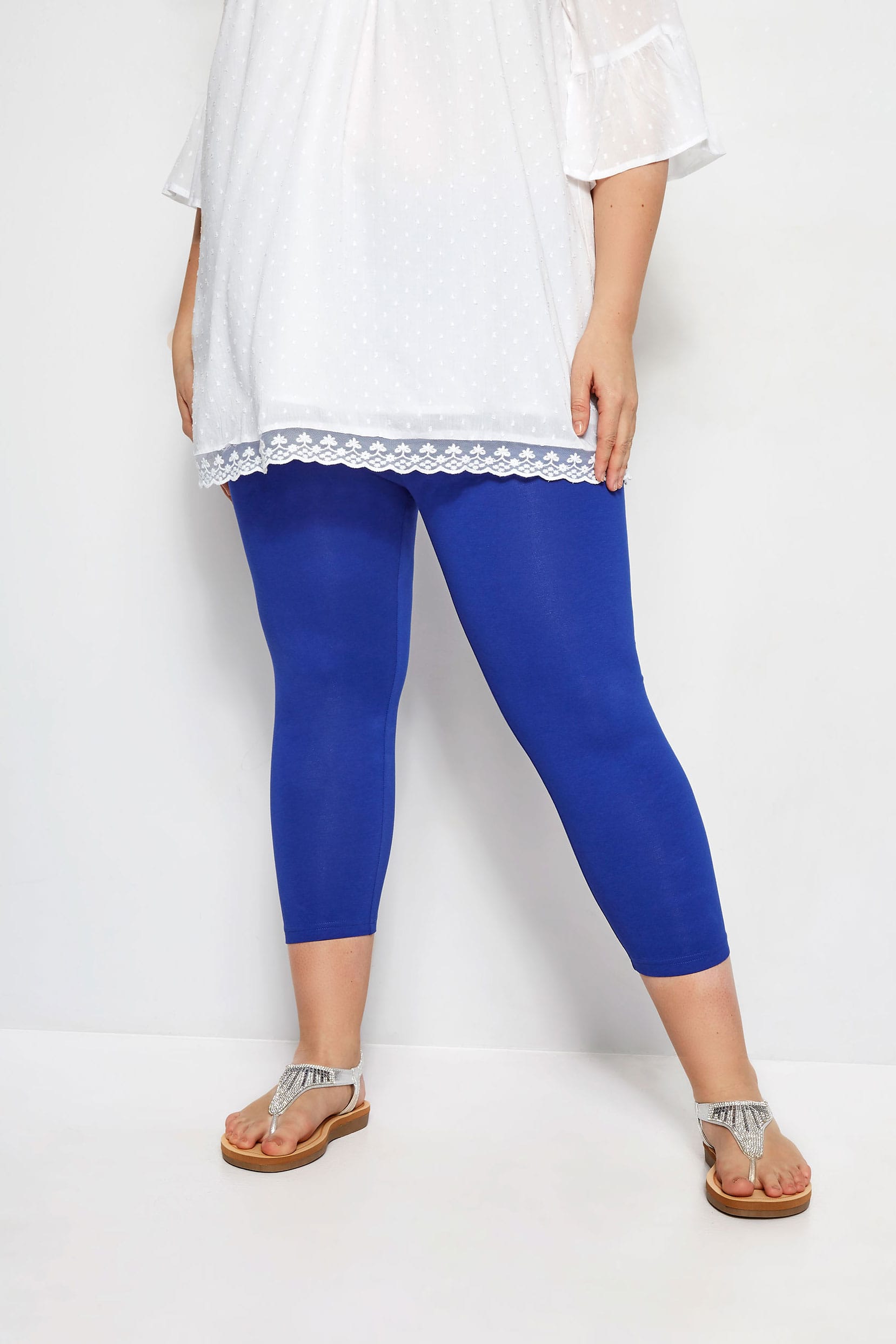 Plus Size Cobalt Blue Cropped Leggings Sizes 16 to 36 Yours Clothing