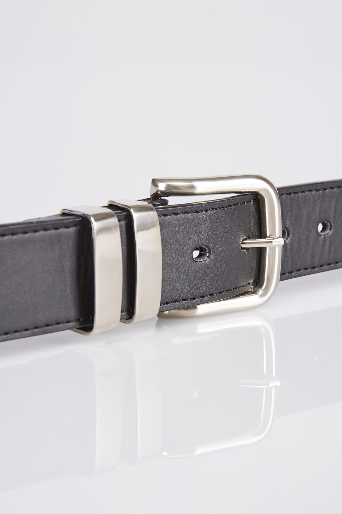 D555 Black Kingsize Leather Belt With Silver Buckle Sizes 2XL, 3XL, 4XL, 5XL, 6XL, 7XL