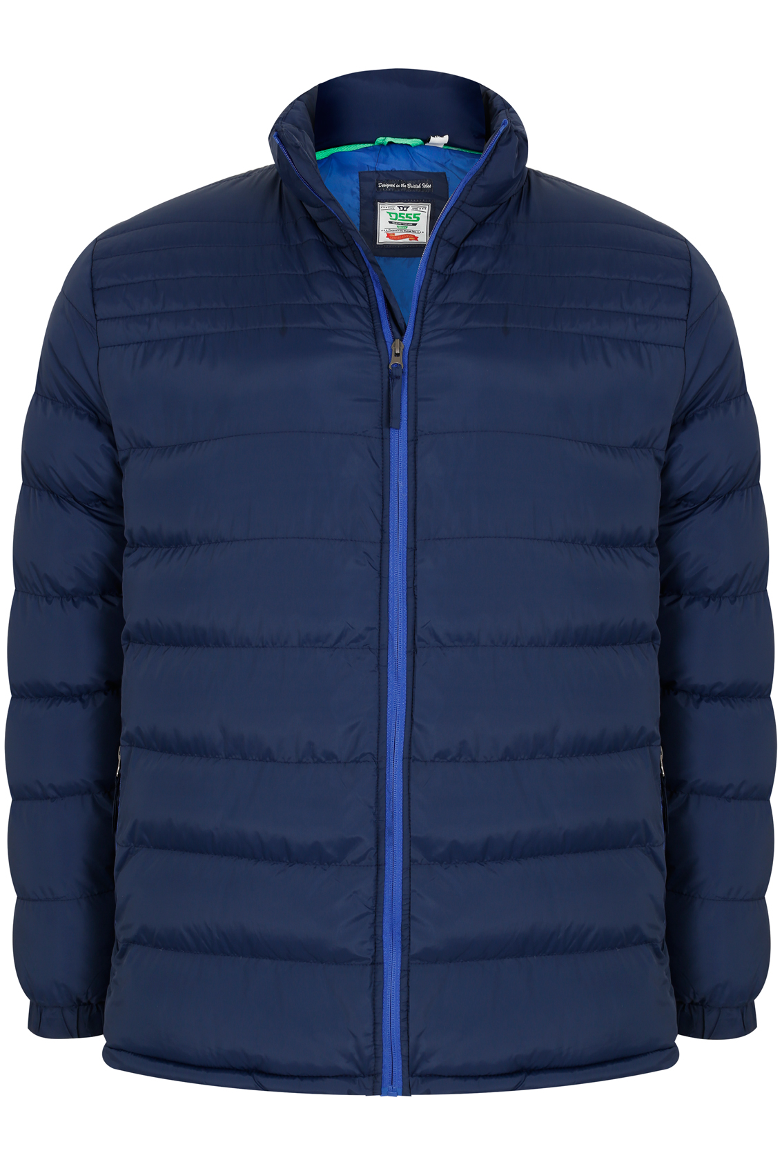D555 Dark BLue Quilted Puffer Coat With Sky Blue Lining- TALL L, XL ...