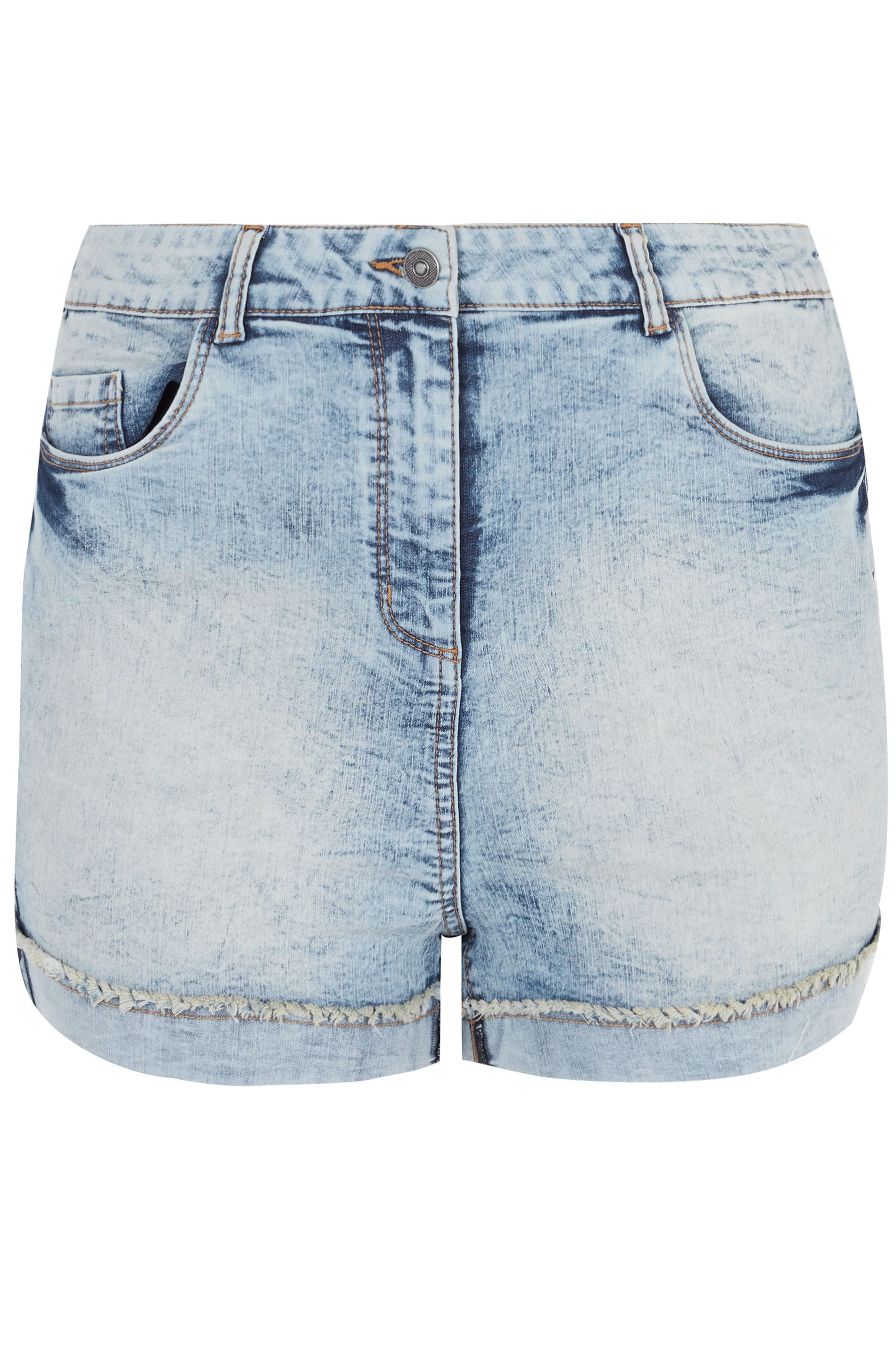 Bleach Denim Shorts | Sizes 16-36 | Yours Clothing