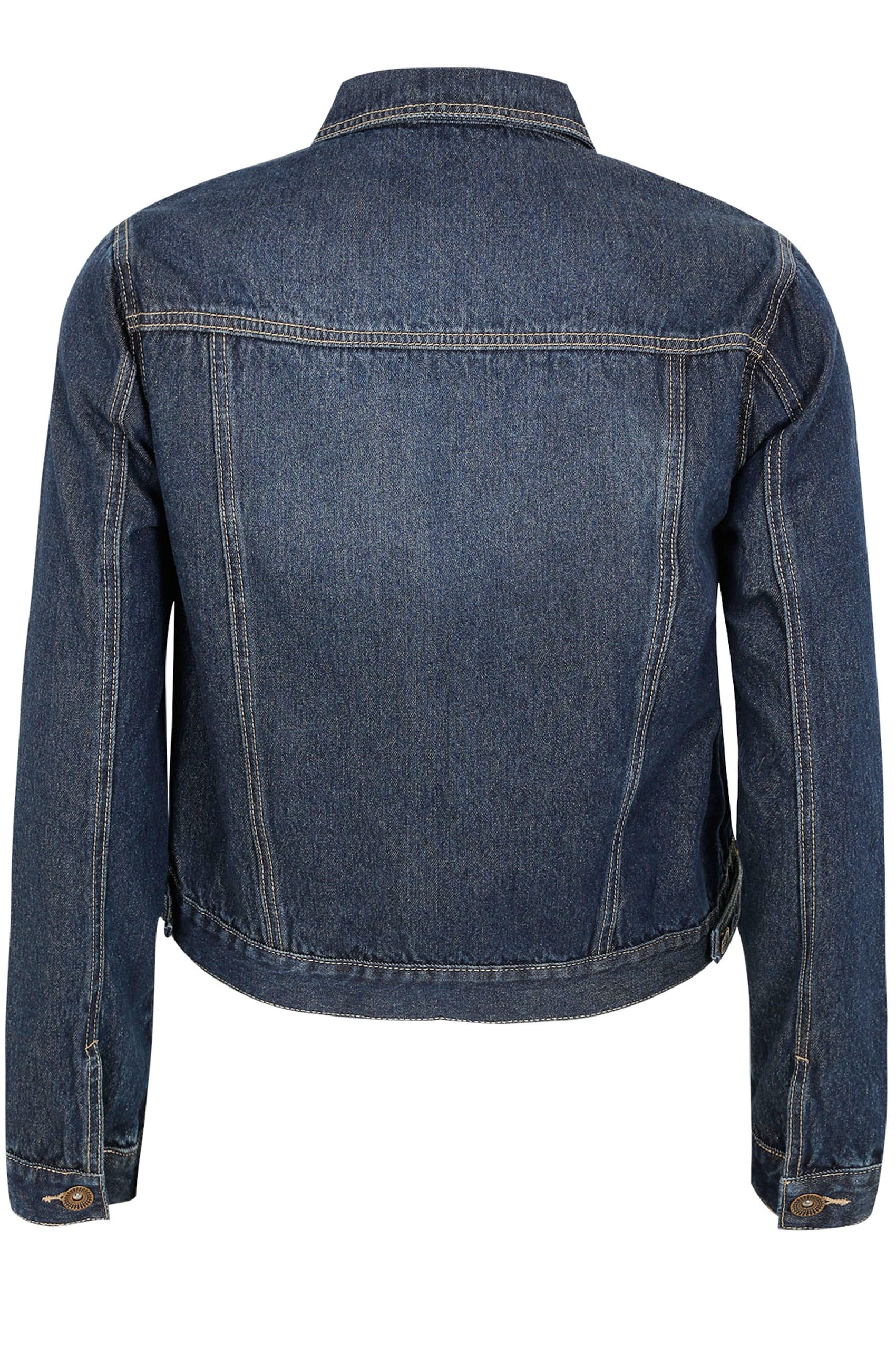 Dark Blue Washed Denim Jacket, plus size 16 to 36