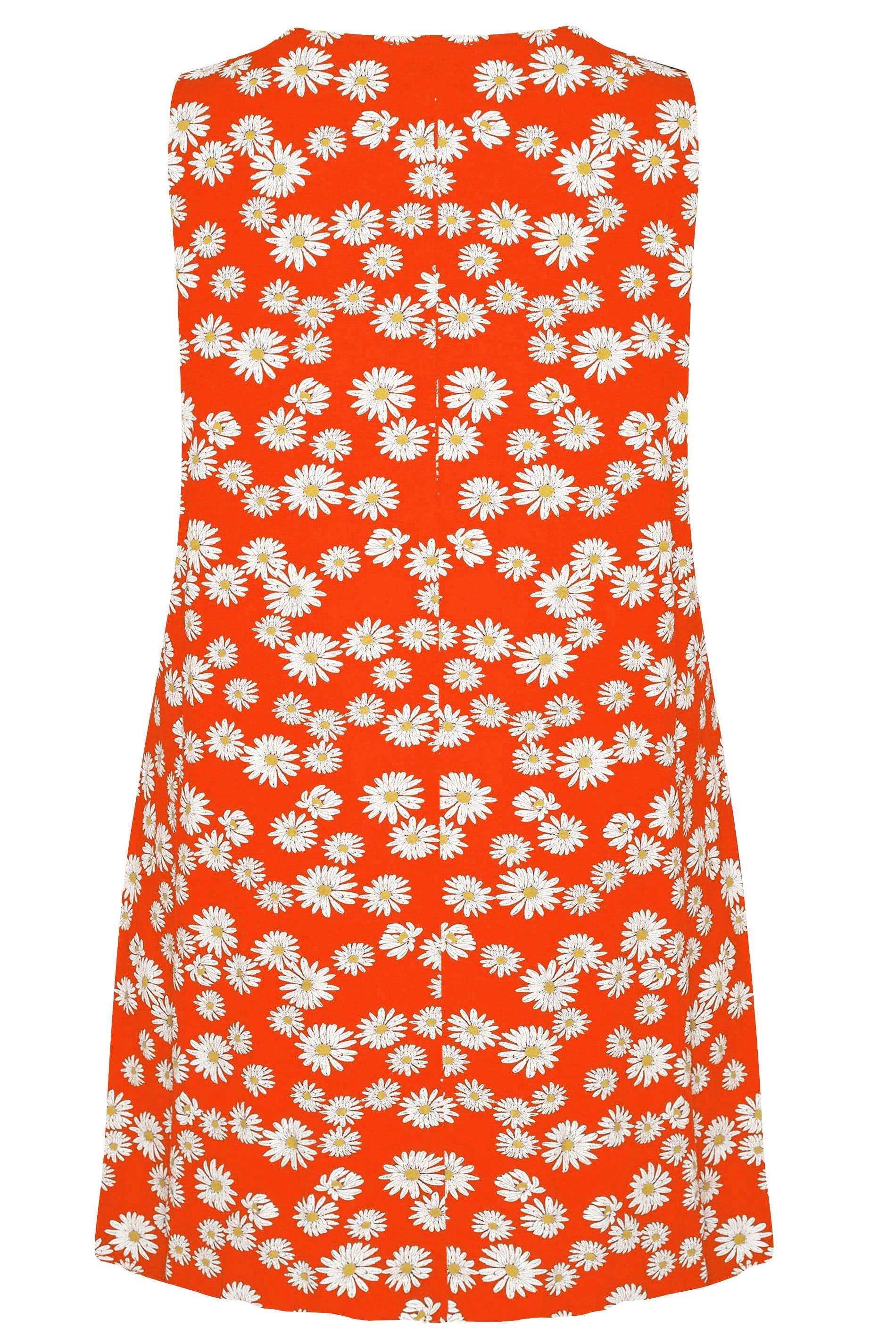 Dark Orange Floral Daisy Swing Vest Top | Sizes 16 to 36 | Yours Clothing