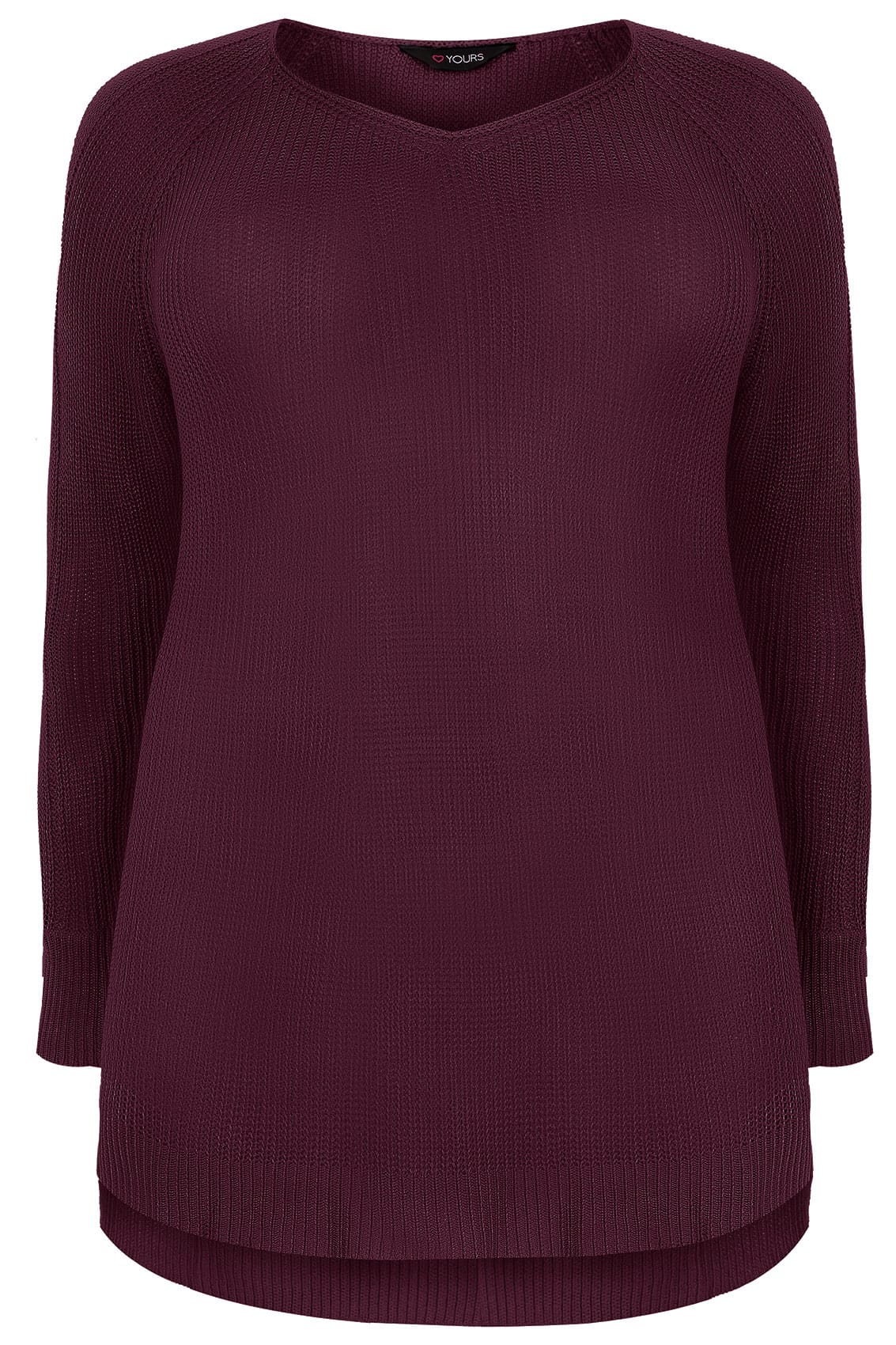 Dark Purple Knitted Jumper With Cold Shoulders & Dipped Hem, Plus size ...