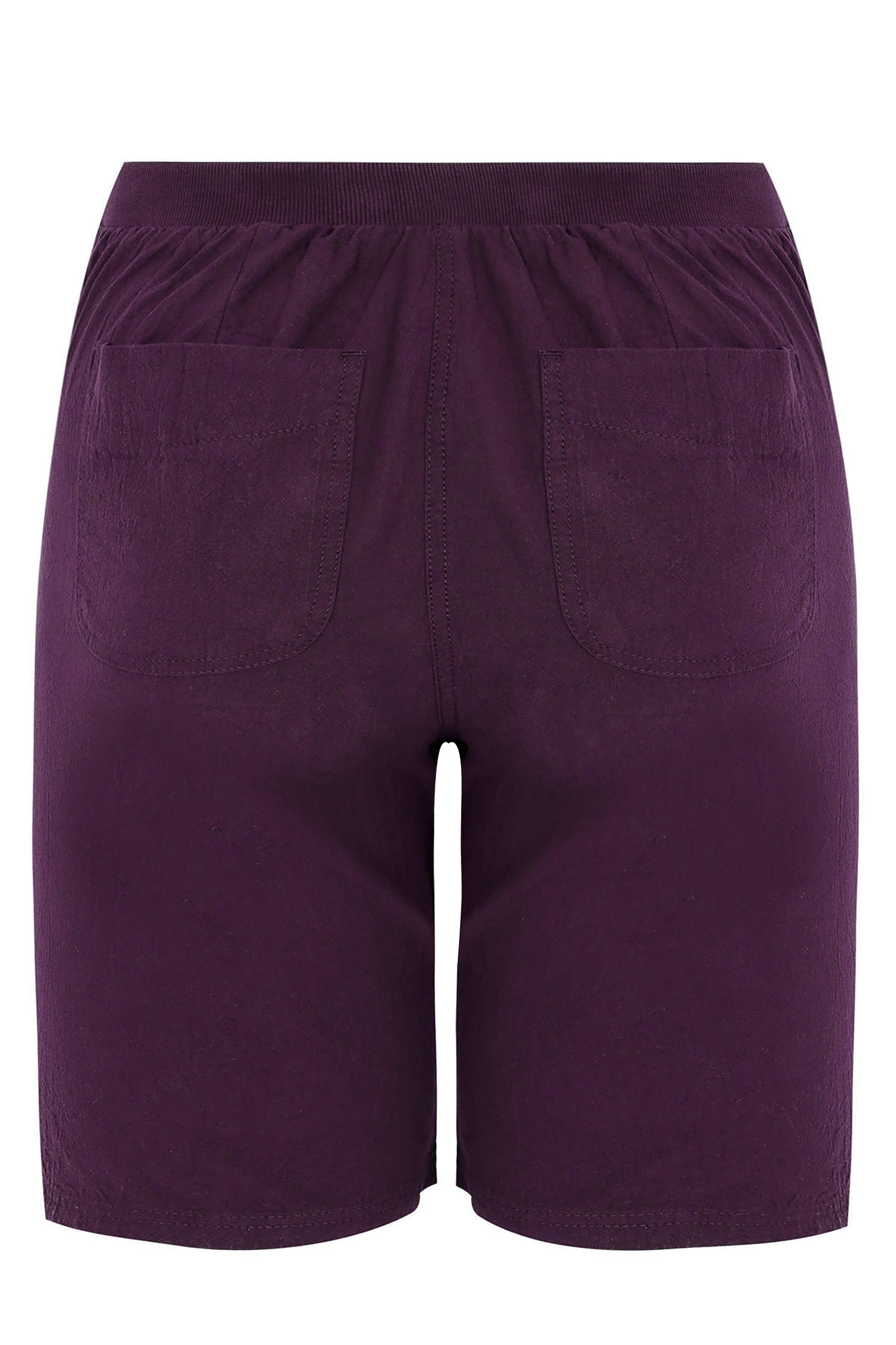 Dark Purple Cool Cotton Pull On Shorts, plus size 16 to 36