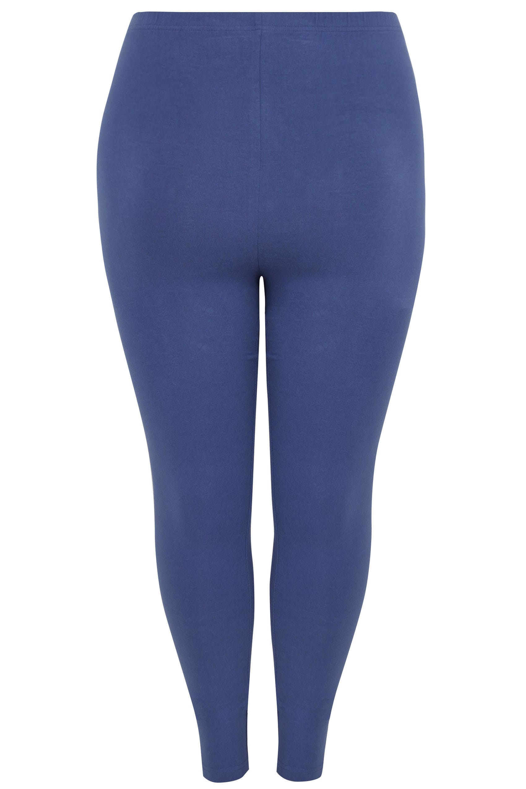 Denim Blue Cotton Essential Leggings, Plus size 16 to 36