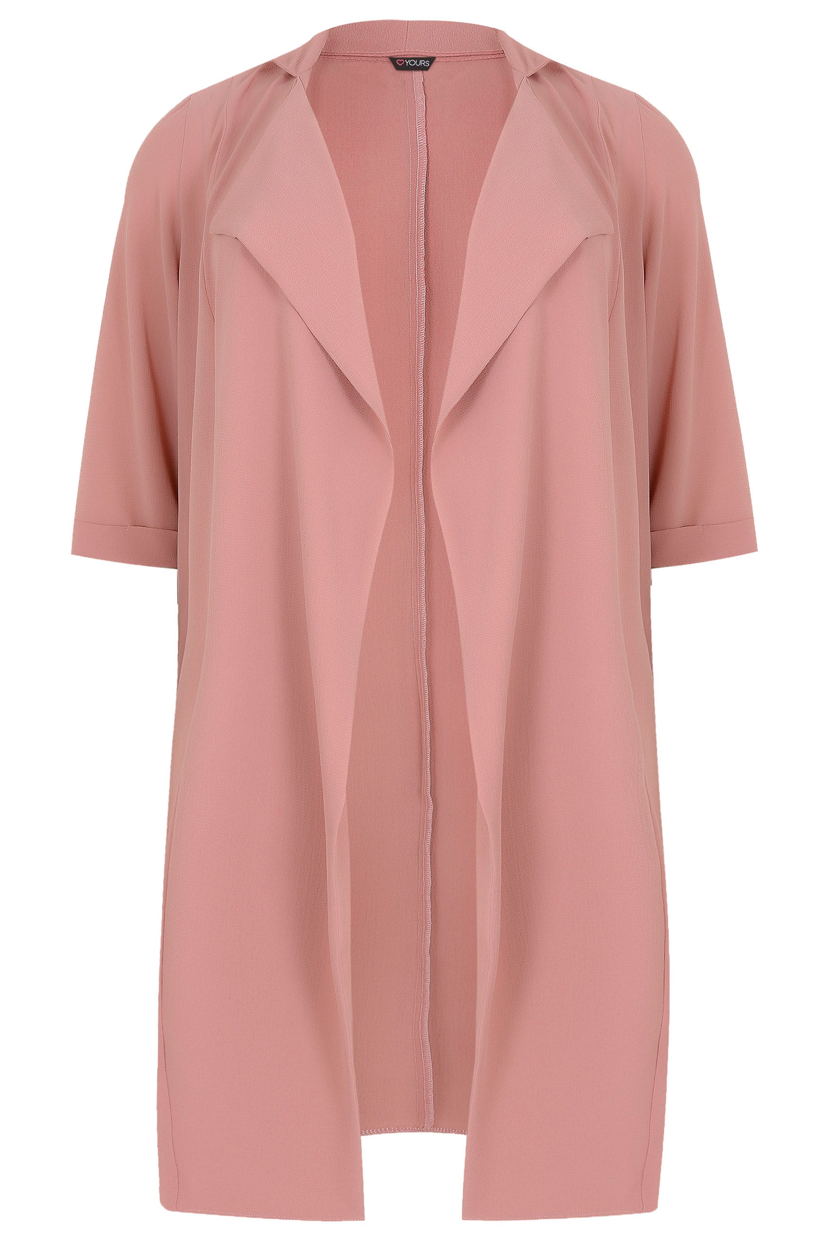 Dusky Pink Lightweight Duster Jacket With Waterfall Front, Plus size 16 ...