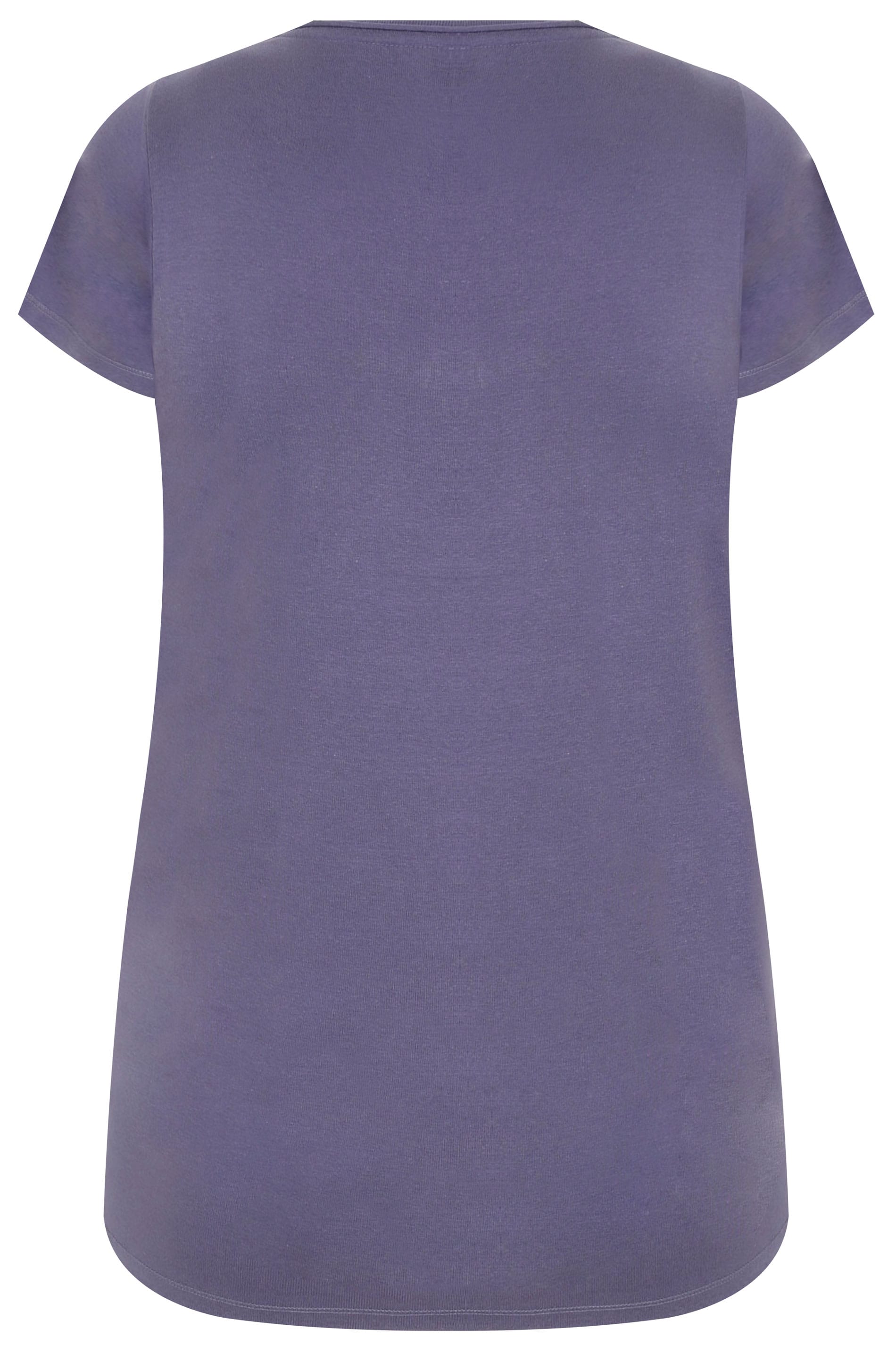 Dusky Purple Short Sleeved V Neck Basic T Shirt Plus Size 16 To 36