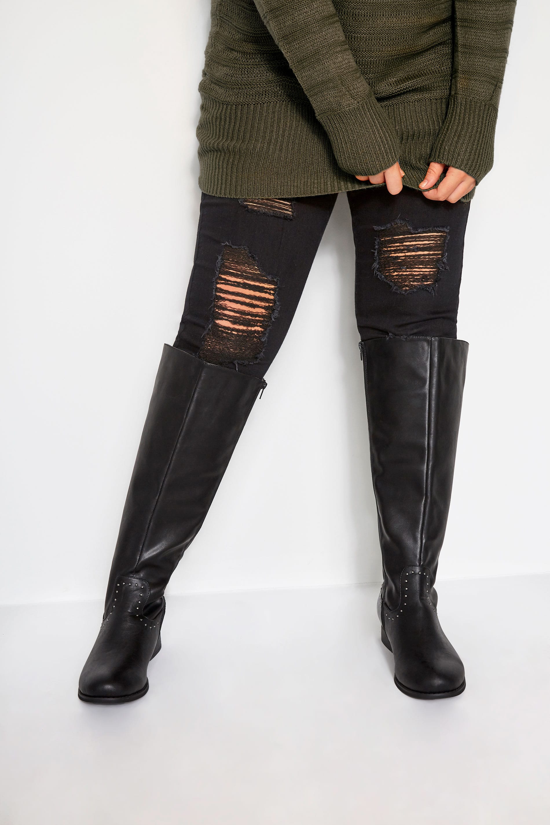 plus size knee high boots outfit