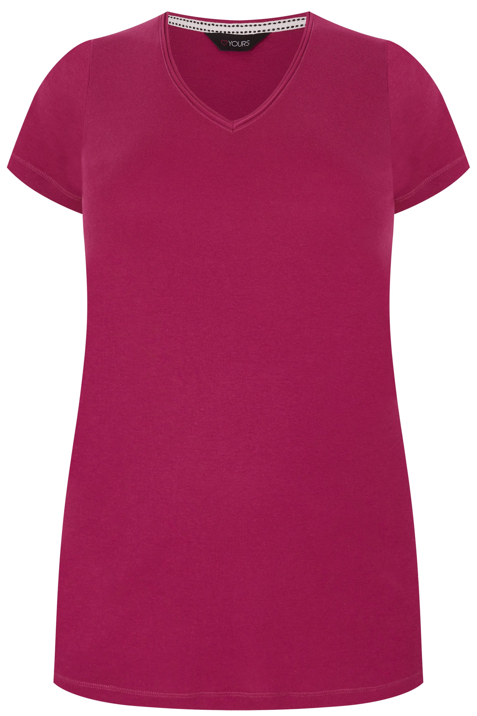 Fuchsia Pink Basic V Neck T Shirt Plus Size 16 To 36