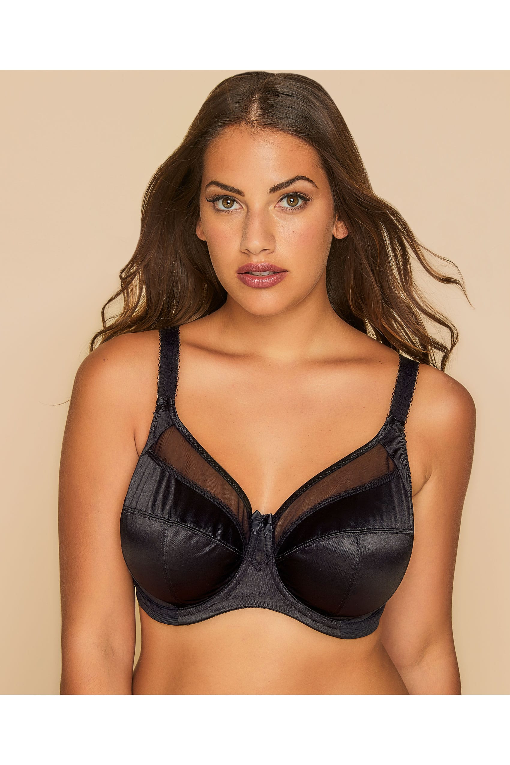 Black mesh underwired cup bra 70