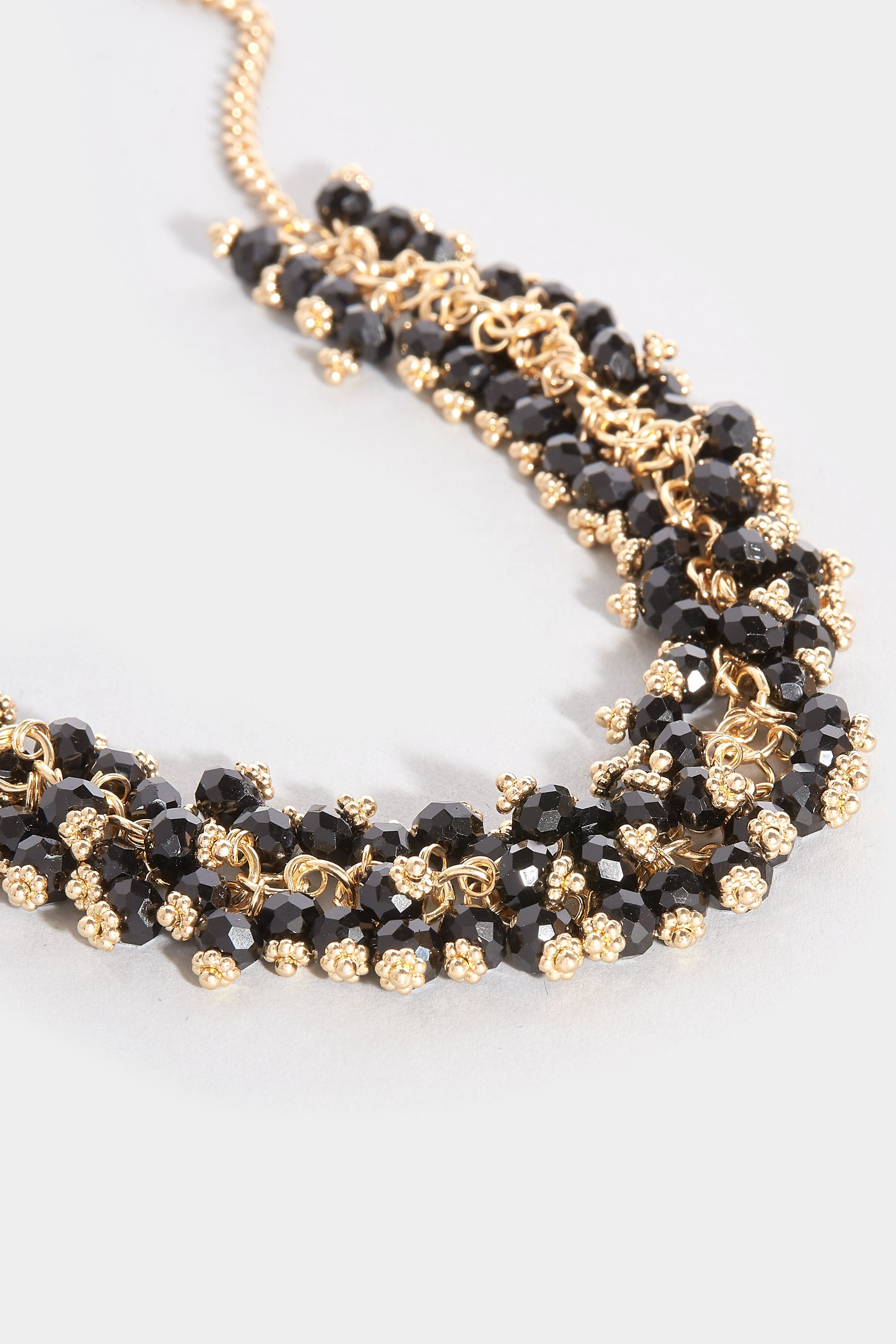 Gold & Black Beaded Necklace & Earrings Set