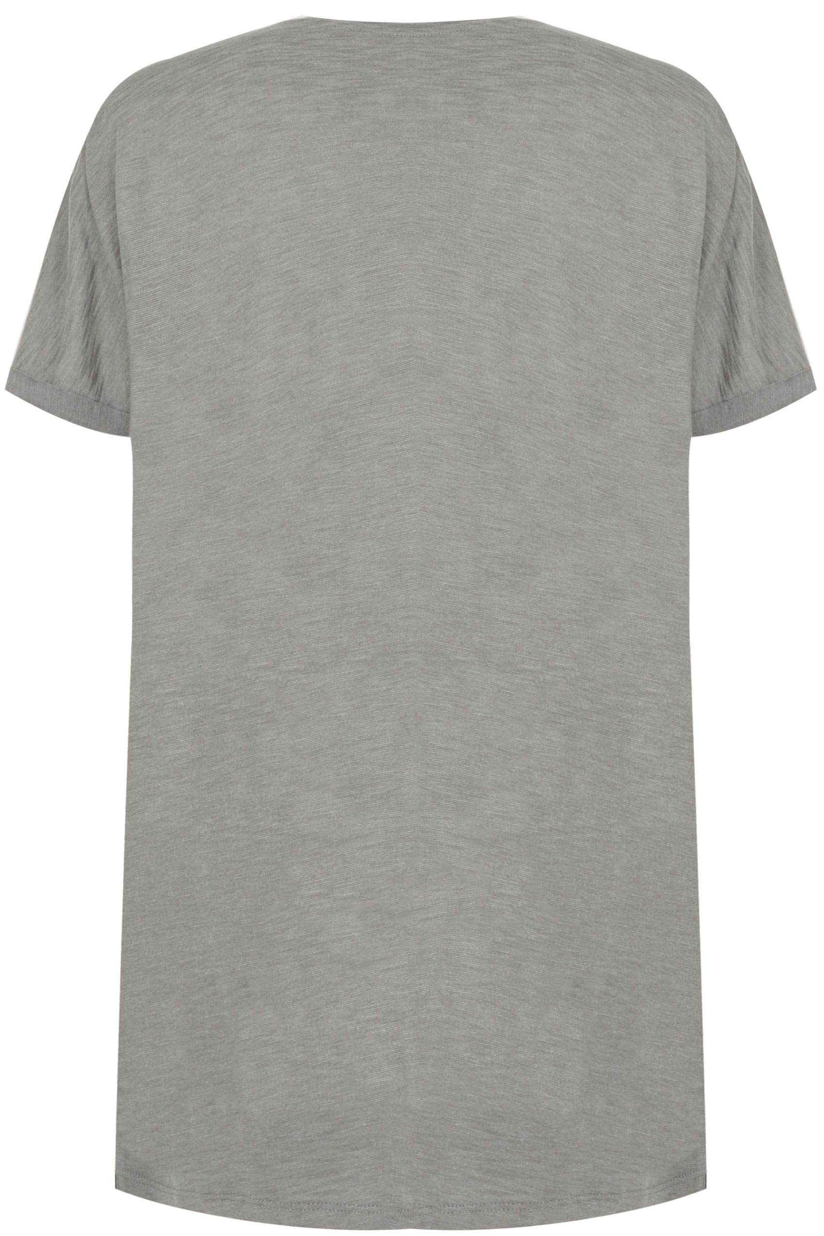 Grey & Black Longline Colour Block T-Shirt With Studded Details, plus ...