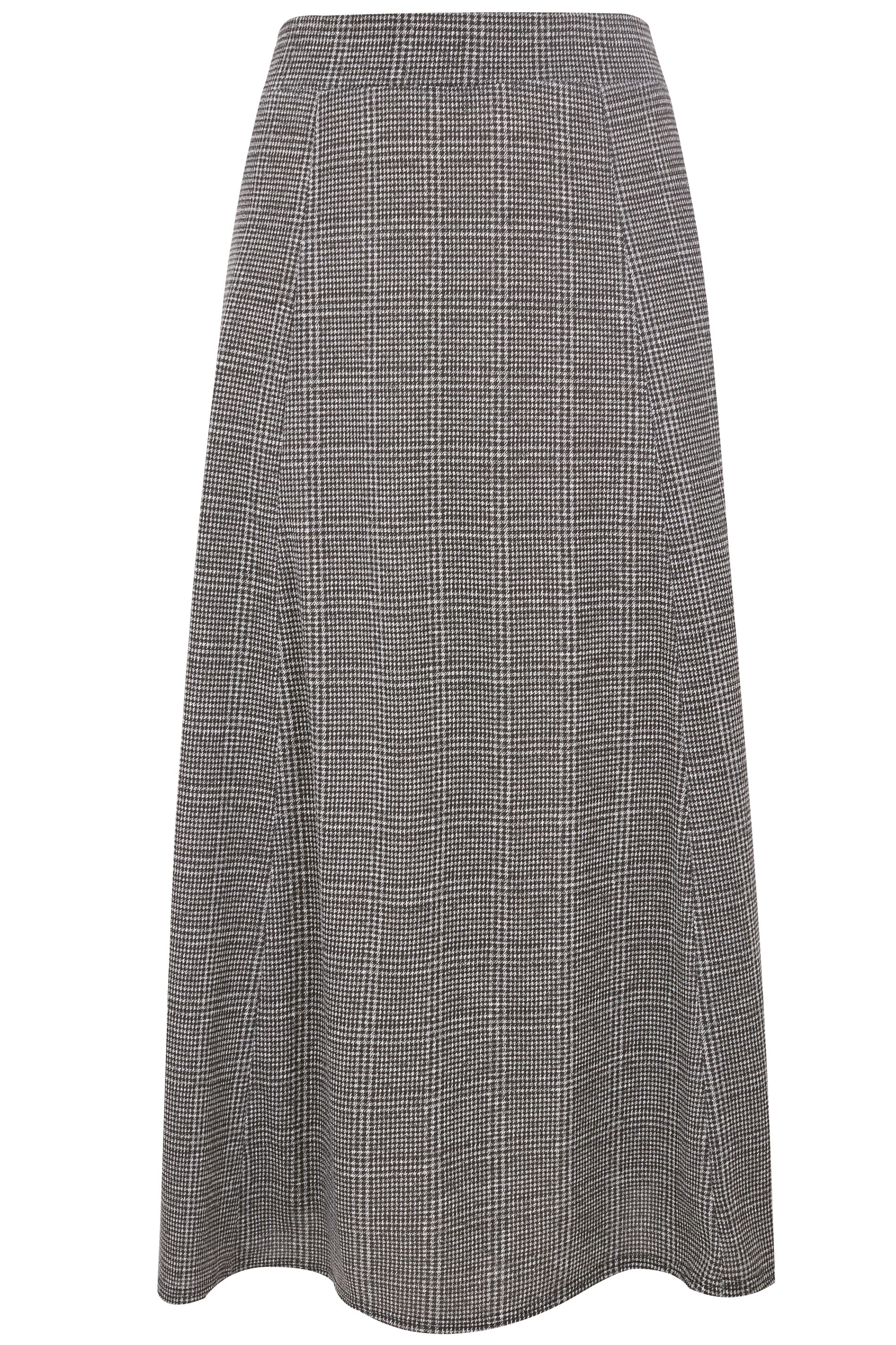 Grey Checked Maxi Skirt, plus size 16 to 36