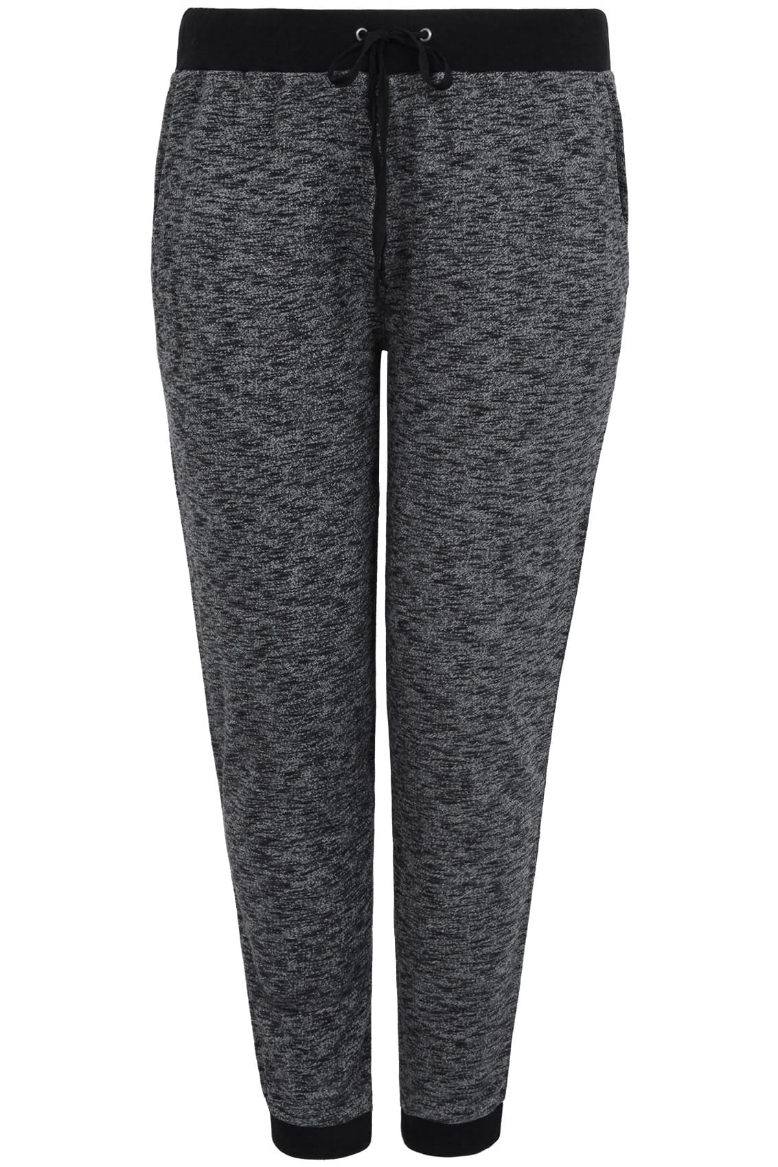 Grey Marl Joggers With Elasticated Waist & Cuff Plus Size 16 to 32