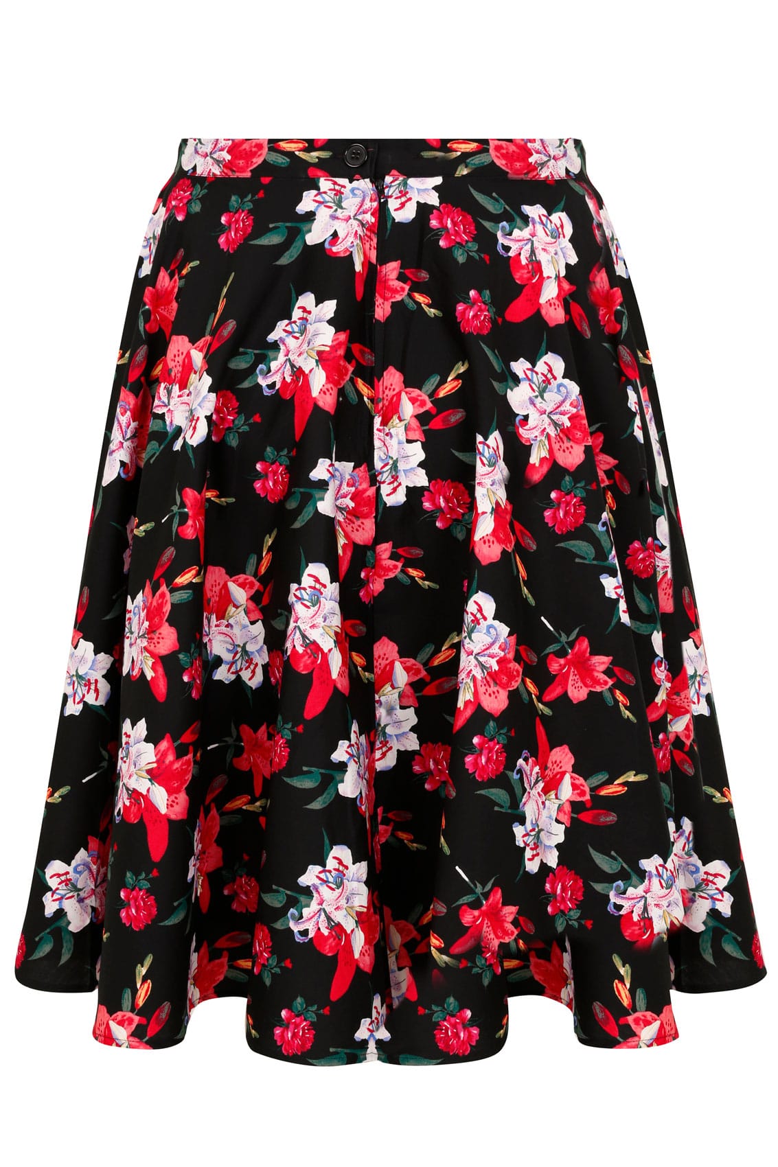 HELL BUNNY Black & Multi Bright Floral Print Liliana Skirt, Plus size ...