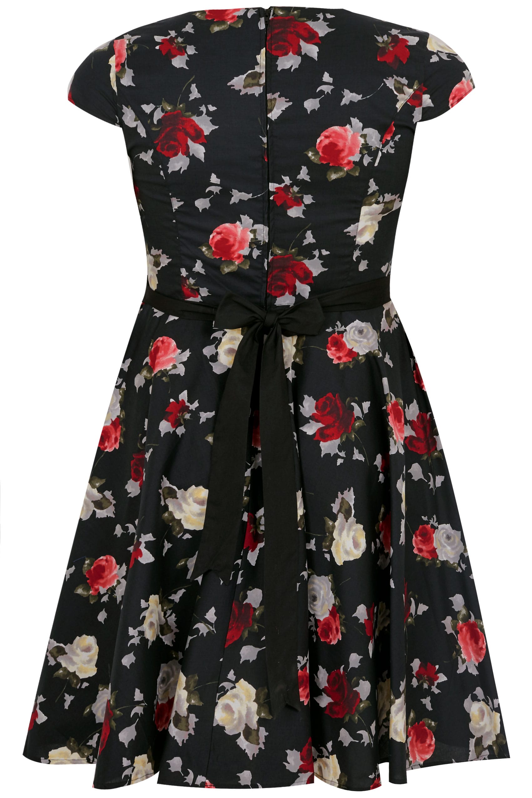 HELL BUNNY Black & Multi Floral Print Arabella Dress, Plus size 16 to 36