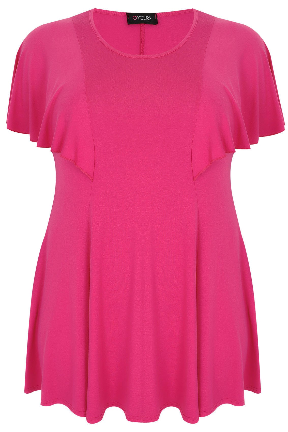 Hot Pink Peplum Top With Frill Angel Sleeves, Plus size 16 
