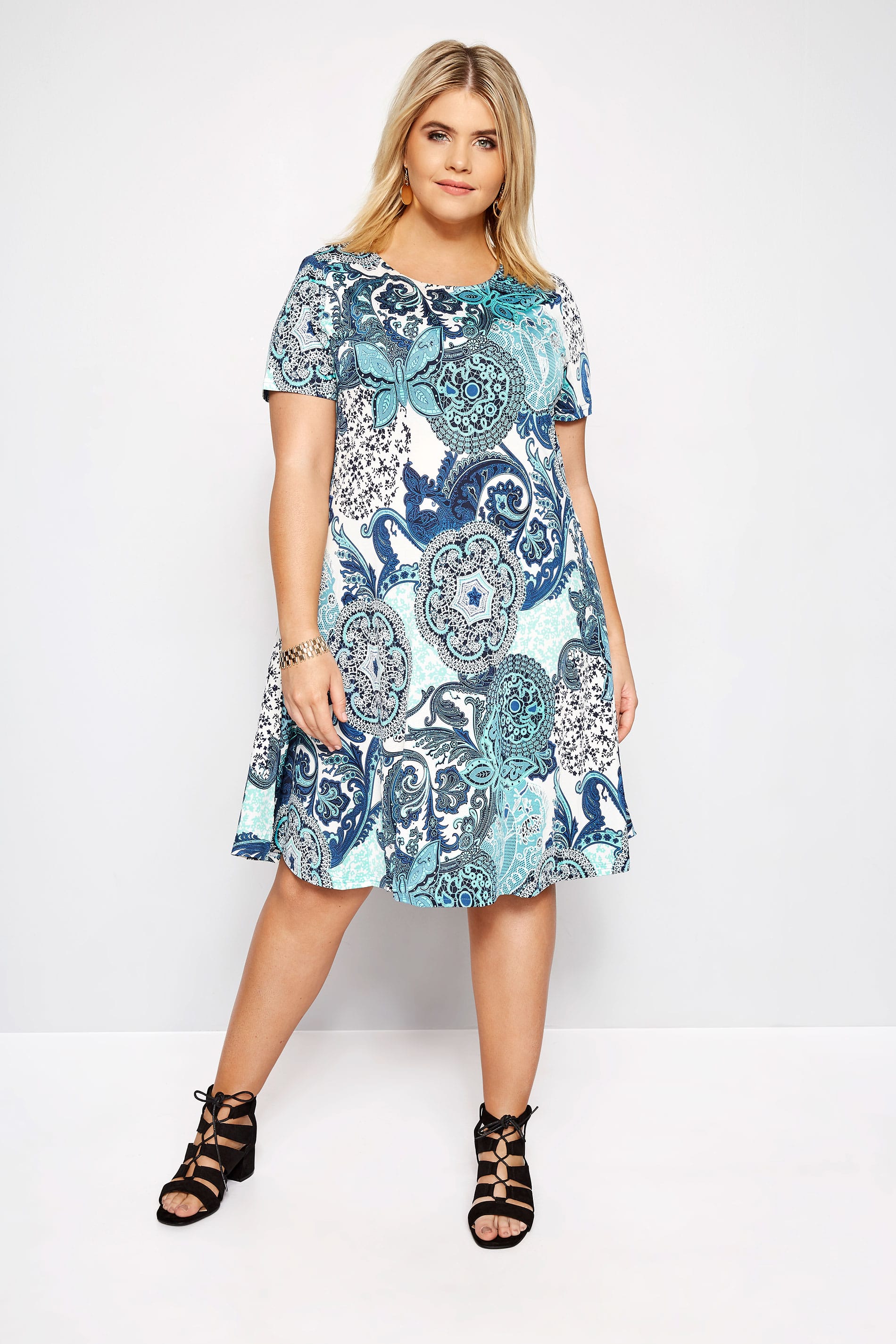 Plus Size IZABEL CURVE Blue Paisley Dress | Sizes 16 to 26 | Yours Clothing