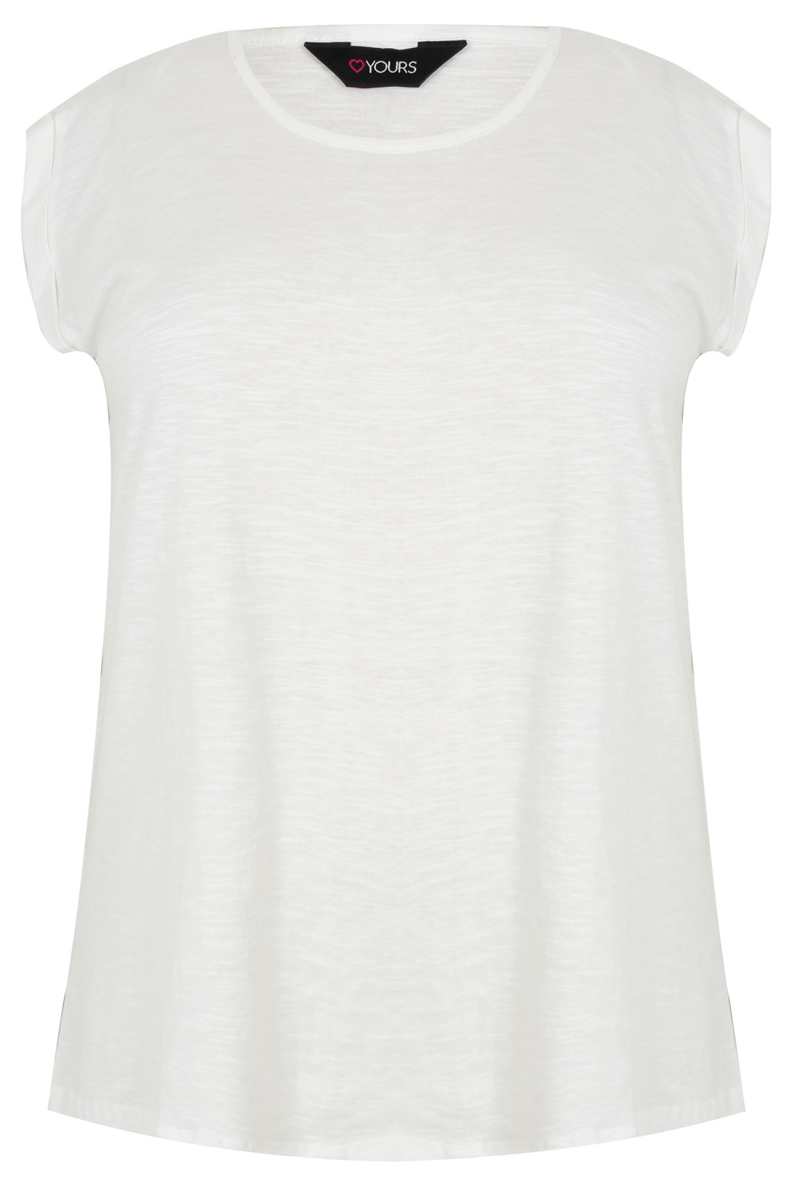 Ivory Basic T-Shirt With Turn-Back Short Sleeves Plus Size 16 to 32