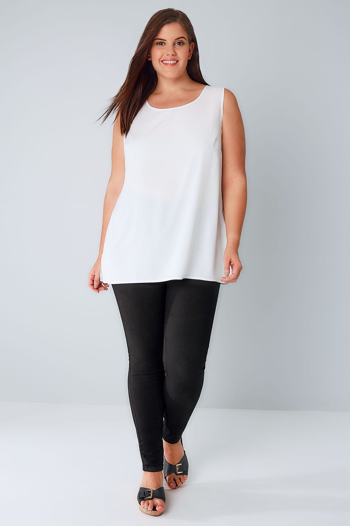 White Sleeveless Top With Side Splits