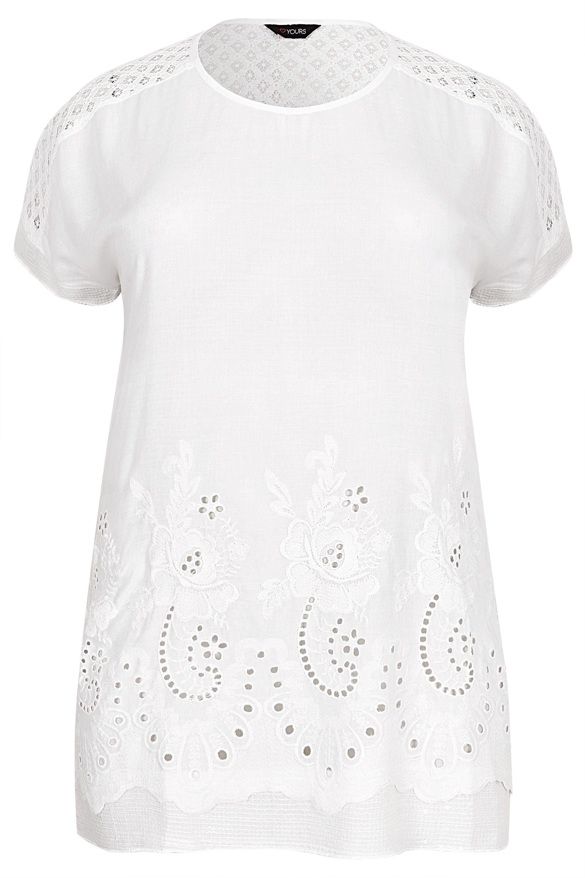 White Embroidered Sequin Blouse | Plus Sizes 16 to 36 | Yours Clothing