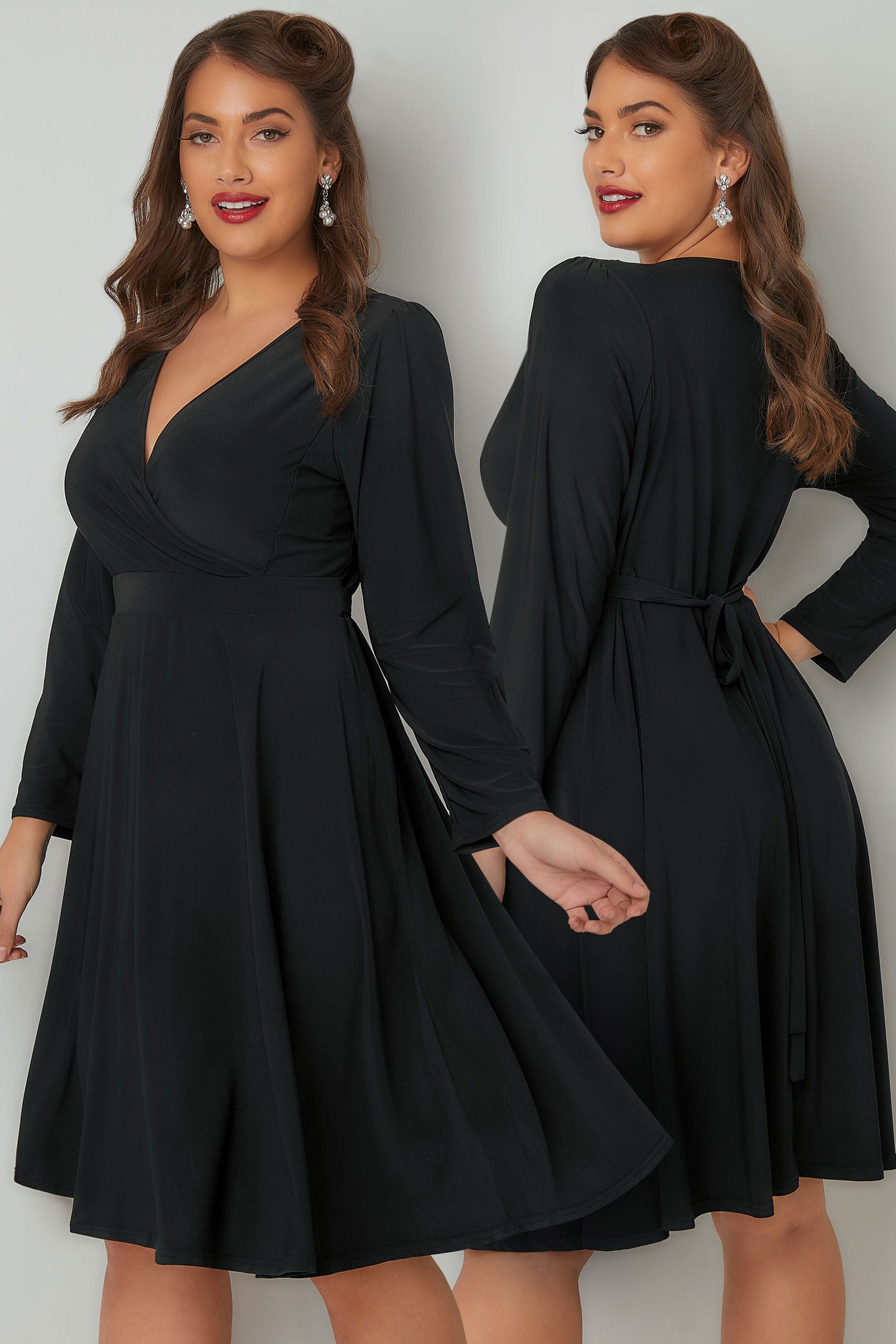 LADY VOLUPTUOUS Black Lyra Dress, Plus size 16 to 32