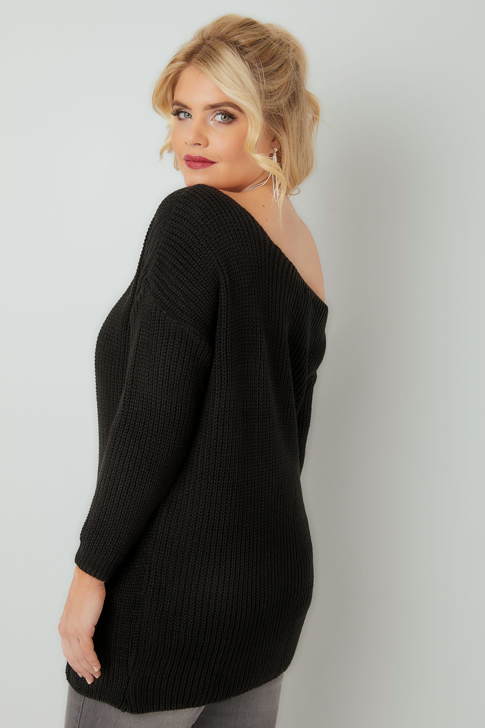 LIMITED COLLECTION Black Chunky Knit Asymmetric Jumper 