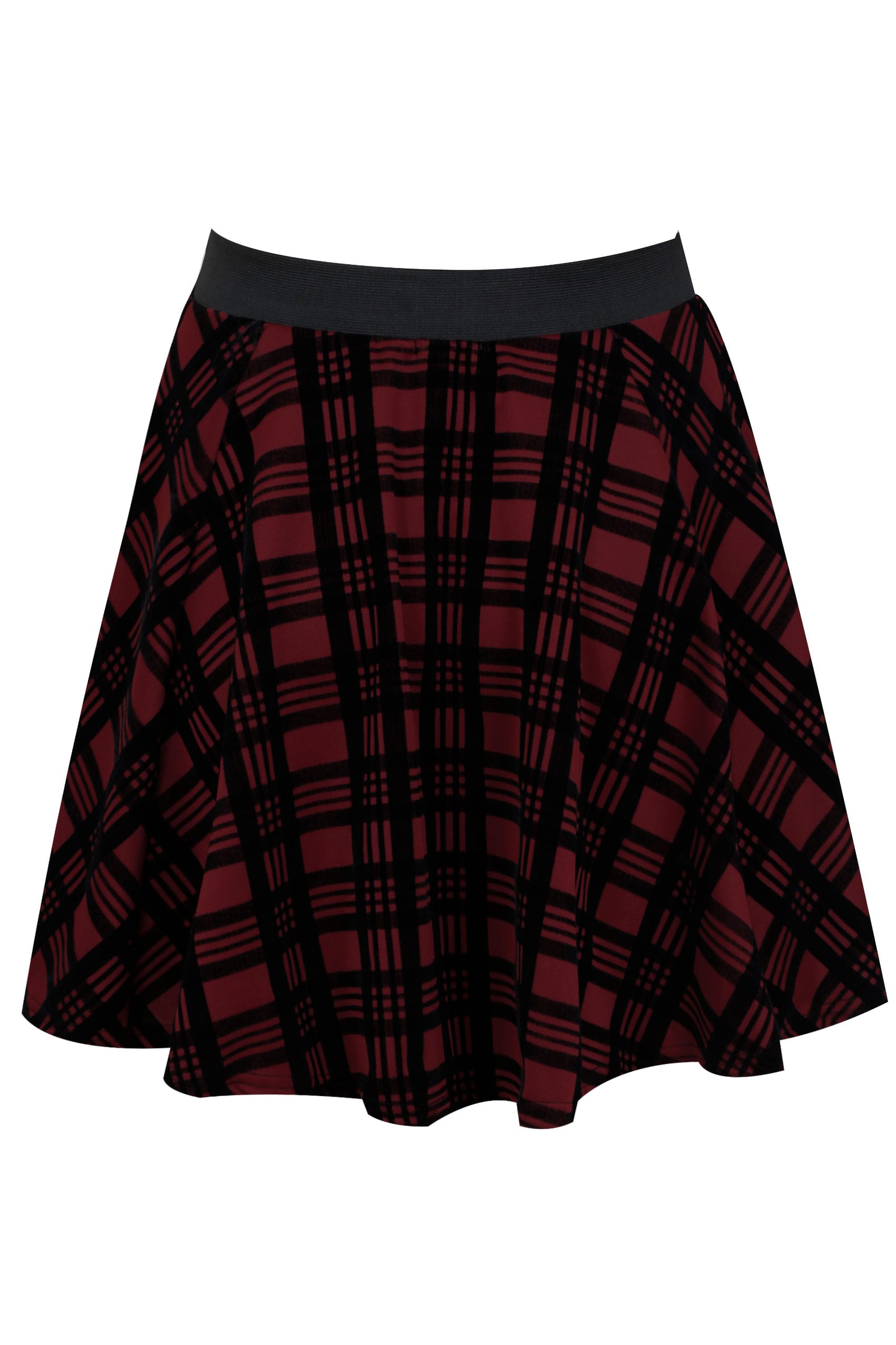 LIMITED COLLECTION Dark Red Checked Mini Skater Skirt, Plus size 16 to 36