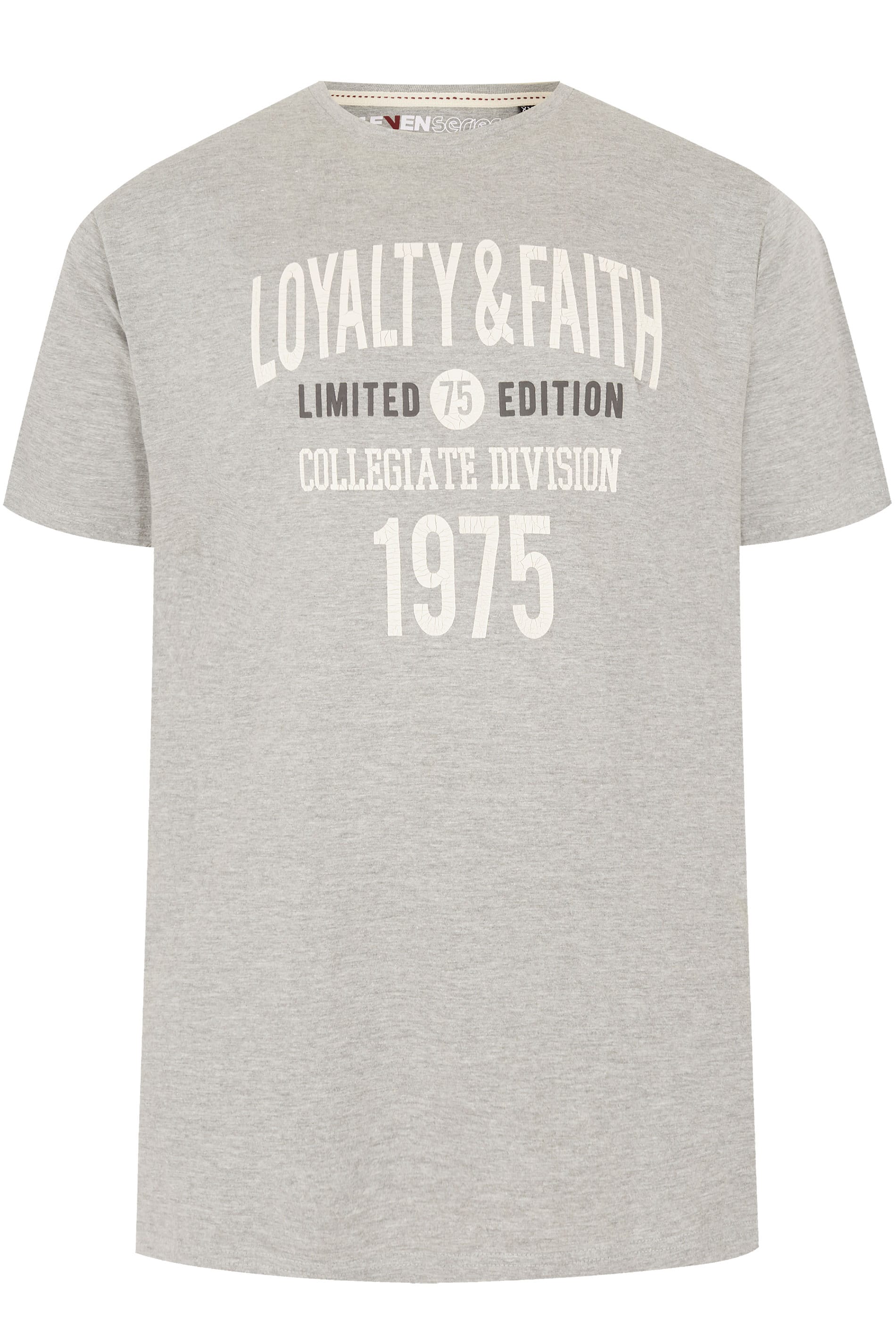 LOYALTY & FAITH Grey Slogan Print T-Shirt, Extra Large Sizes 2XL, 3XL ...