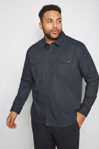 BadRhino Black Double Collar Smart Shirt With Patterned Finish, Size L ...
