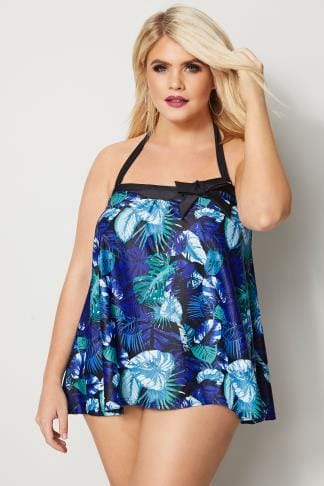 Racerback Dot Print Black Tankini Top and Shorts